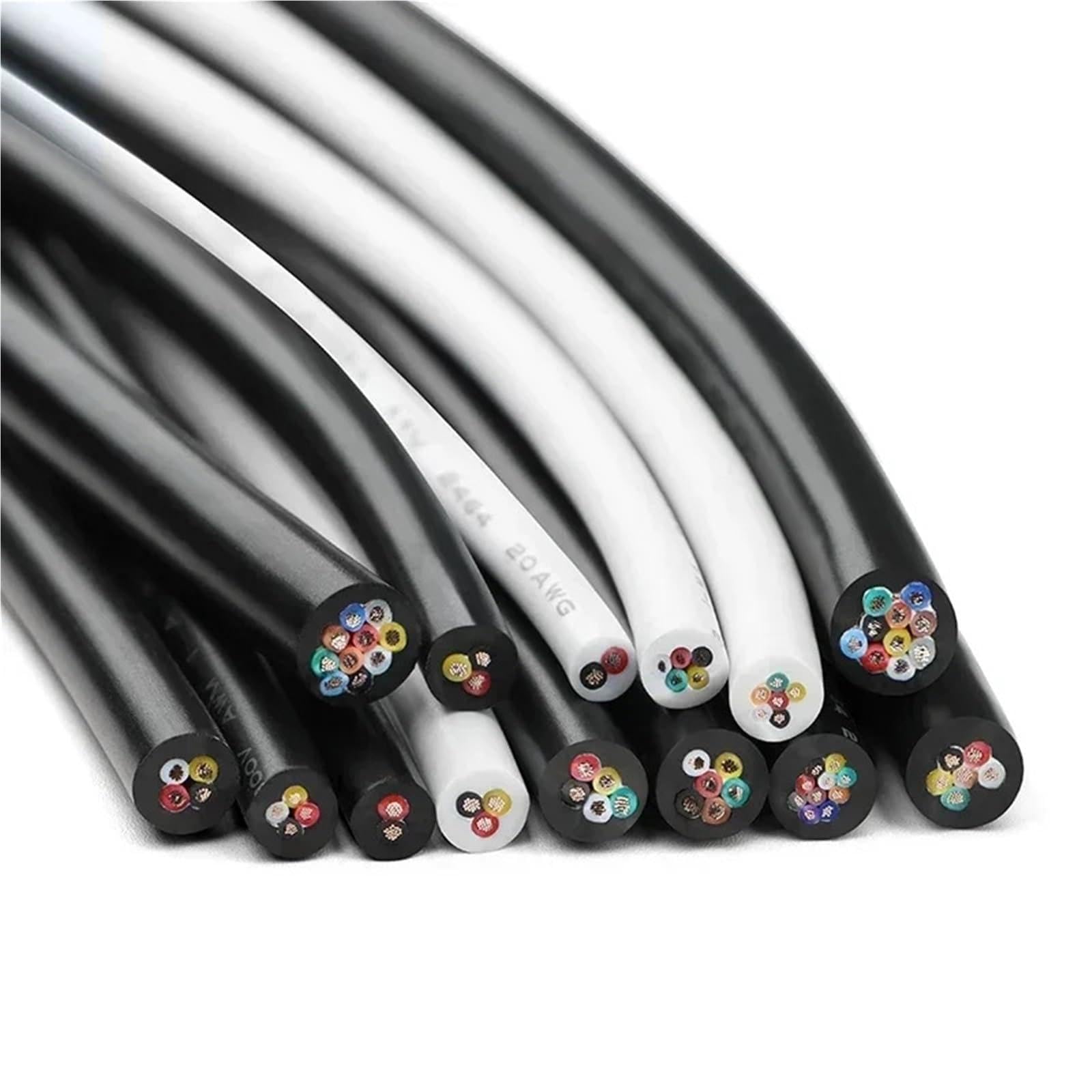 10M UL2464 Drut miedziany 30 28 26 24 22 20 18 16 14AWG Osłona kanału PCV 2 3 4 5 6 7 8 9 10 rdzeni Izolacja Kabel sterujący sygnałem(Black,18AWG 10METERS_8 CORES)