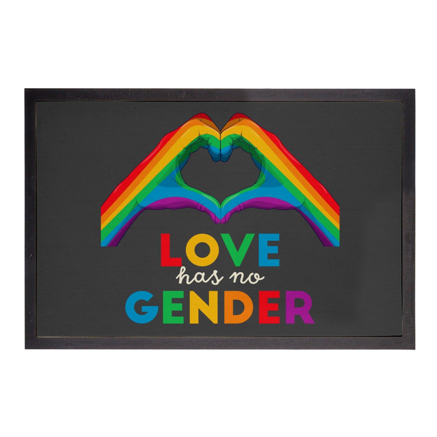 Paillasson Noir Love Has no Gender LGBTQ+ 60x40cm pour l'entrée