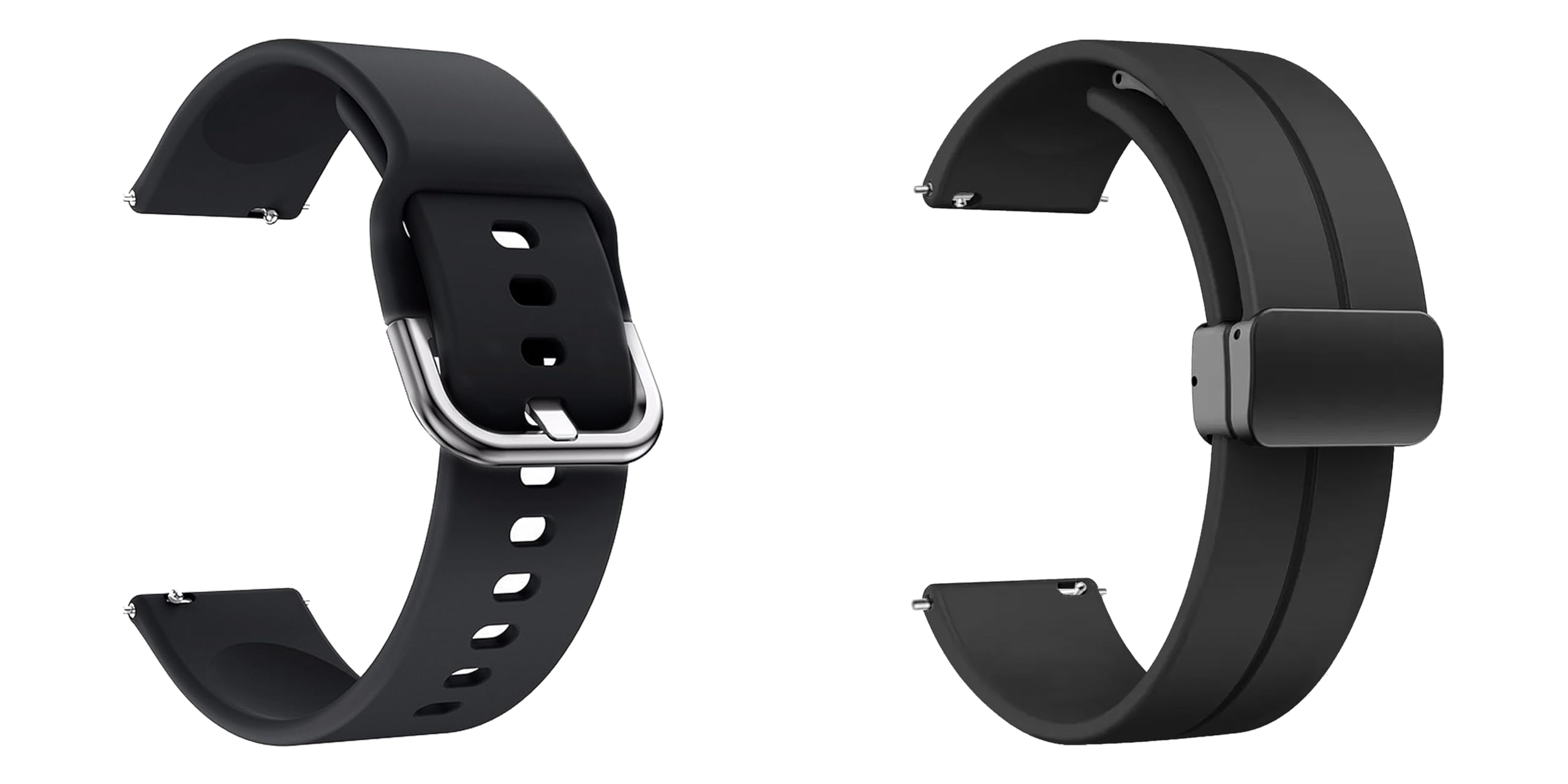 ACM Pack of 2 Watch Strap Silicone & Magnetic Clasp Belt 20mm compatible with Garmin Venu Sq 2 Smartwatch Hook with Sports Hook Band (Black)-image-31