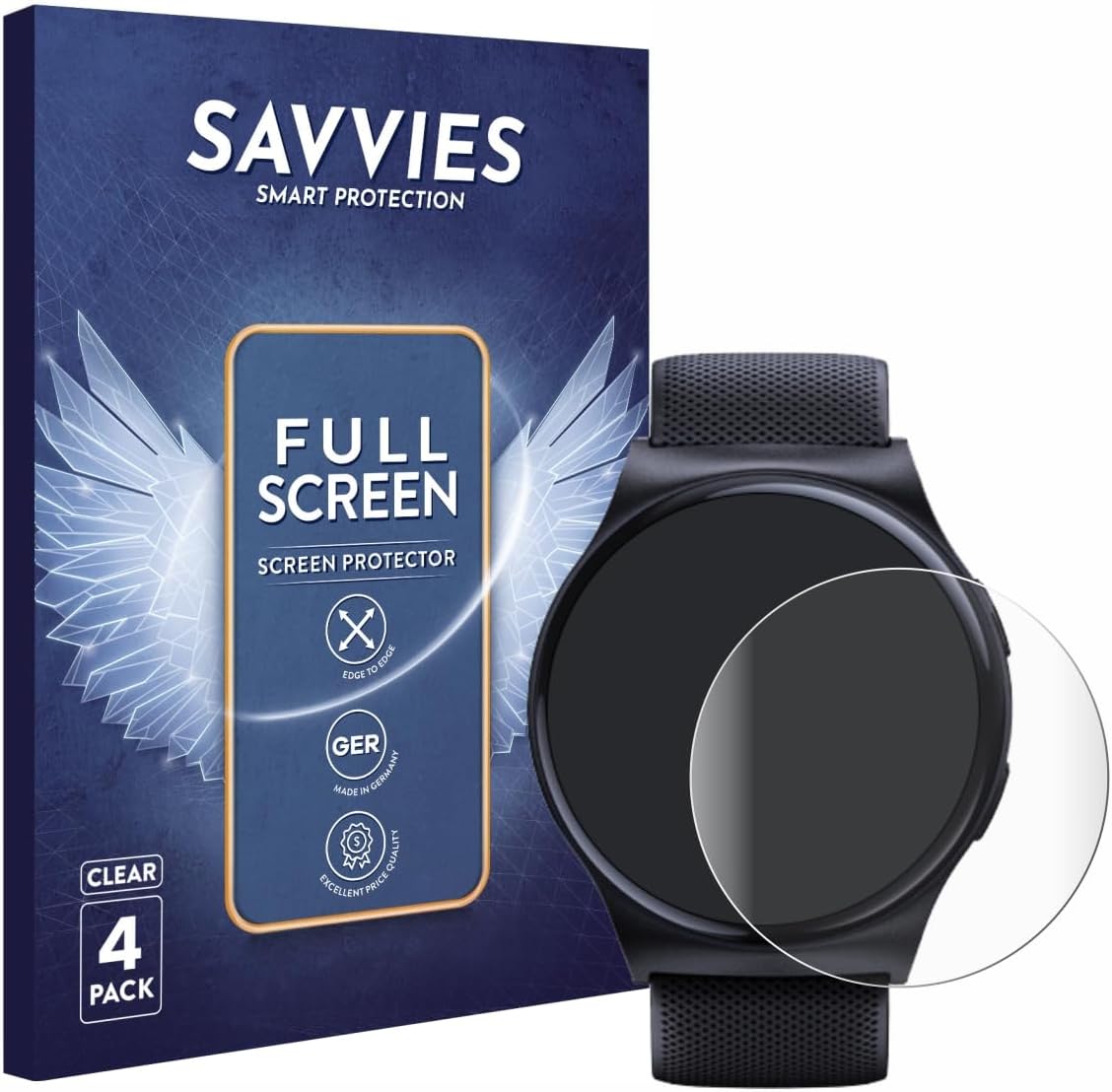 savvies (4 Pack Full-Screen Protection Film Compatible with Motorola Moto Watch 120 Full Cover Screen Protector 3D Curved [Edge to Edge]