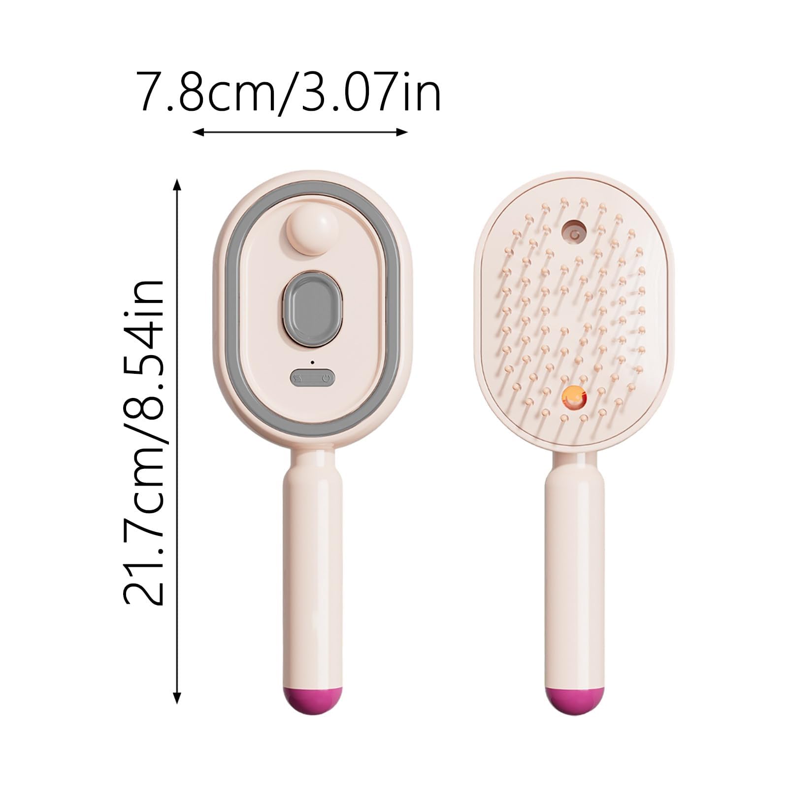 Peigne Electrique,Brosse à Vapeur éLectrique Fer à Lisser à Vapeur Rechargeable Avec Spray Peigne DéMêLant Antistatique Massage à Coussin D'Air Outil de Coiffure Portable Sans Fil，Rose