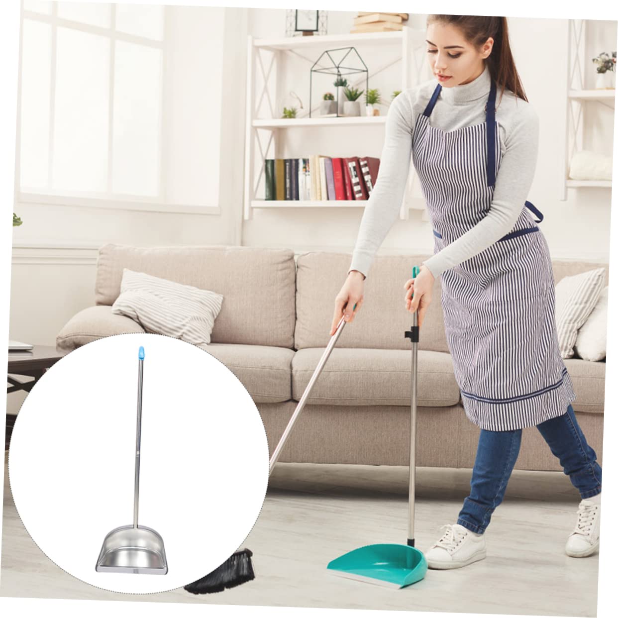 Didiseaon Pala De Basura De Acero Inoxidable Recogedor Comercial Pala Ancha De Acero Inoxidable Recogedor con Mango Recogedor De Mango Largo Oficina El Plastico Balde Sanitario Un Cuerpo