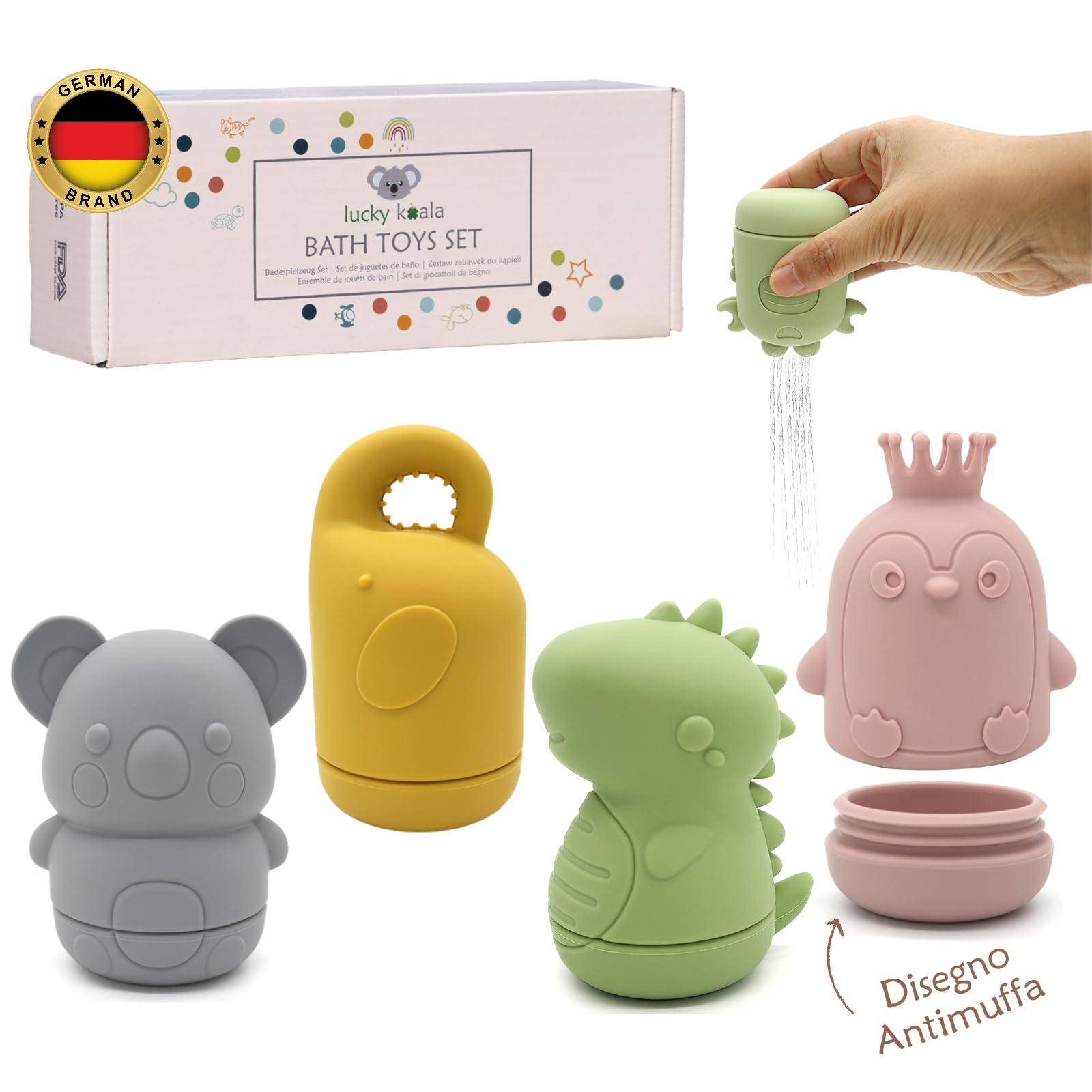 Gioco Bagnetto Animali Marini - Anti-muffa - Silicone BPA Free - Da 3 Mesi - Confezione Regalo - Foto 3