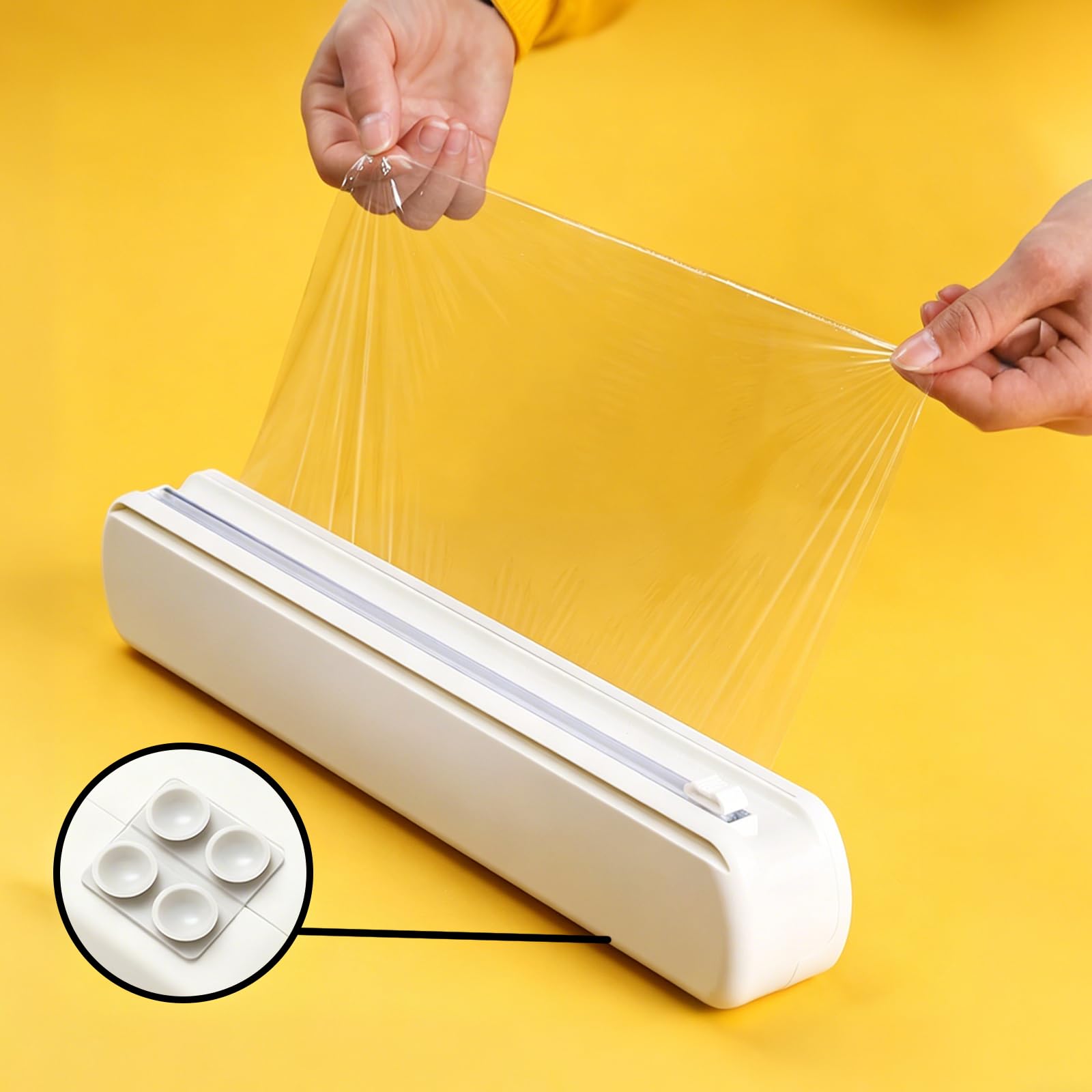 Vauki Distributeur 2 en 1 Film Alimentaire & Aluminium, Dérouleur Pratique avec Coupe Intégré, Accessoire Cuisine Organisé Conservation Alimentation Quotidienne Résistant Fonctionnel