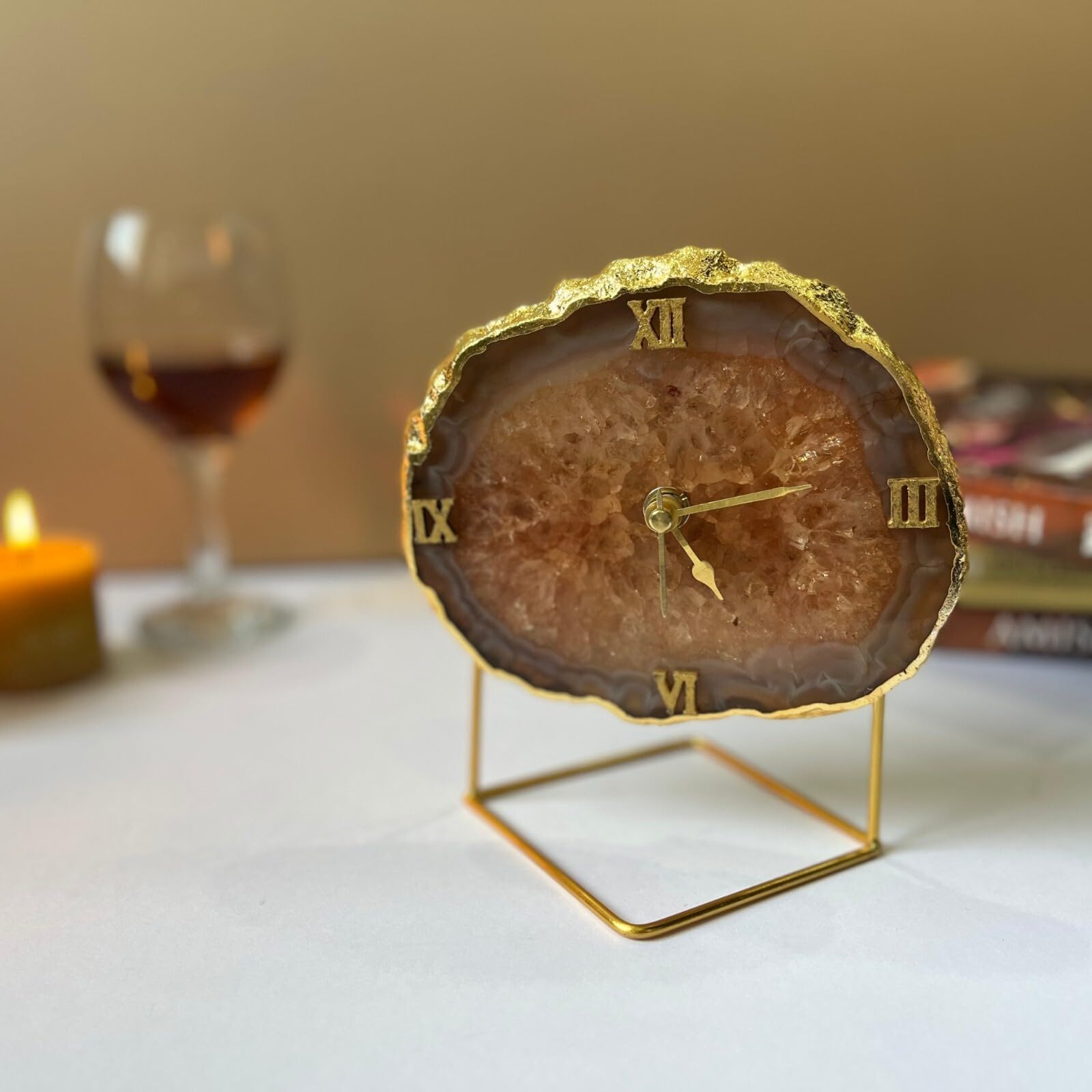 Crystal Agate Table Clock - Elegant Home Decor -3