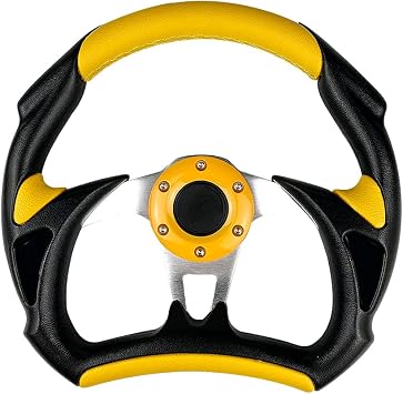 Universal Fit 320mm/12.5 inch Diameter Racing Style Leather Steering Wheel Interior Steering Wheel Yellow