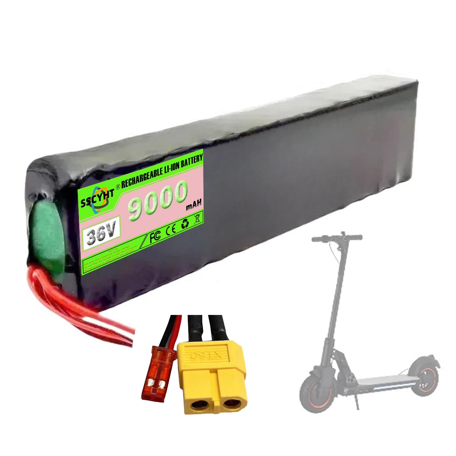 Batteria Monopattino Elettrico 10S3P 36 Volt Pacco Batteria Litio 36V 7.8Ah 9Ah Ricambio per Monopattino Pieghevole con Scheda di Protezione BMS