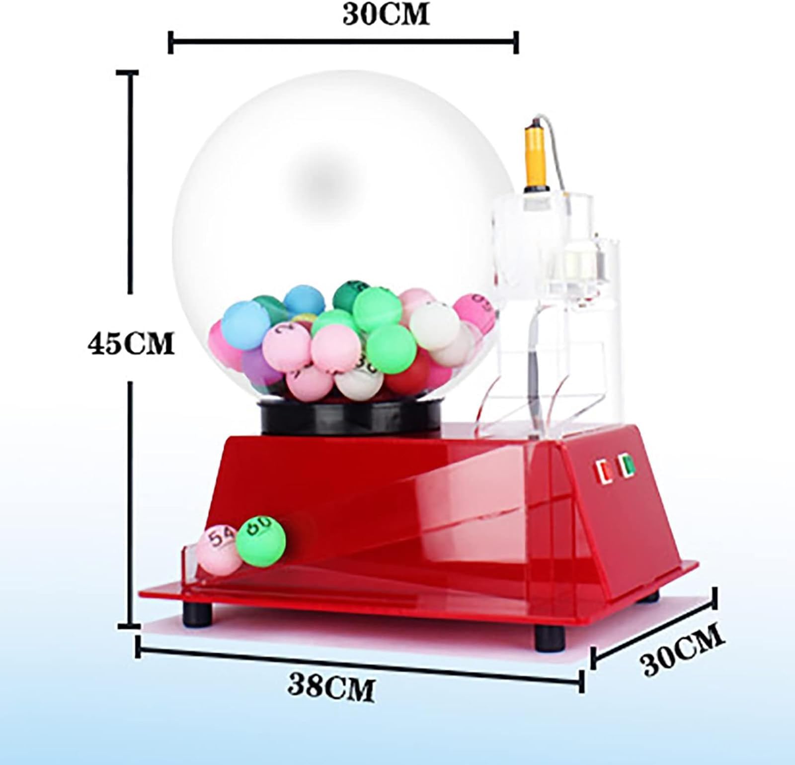 Elektrische Ballmaschine Aus Acryl – Transparente Automatische Lotterie-ziehmaschine Mit 60 Bällen – Ideal Für Partyspiele(Color:Rot)