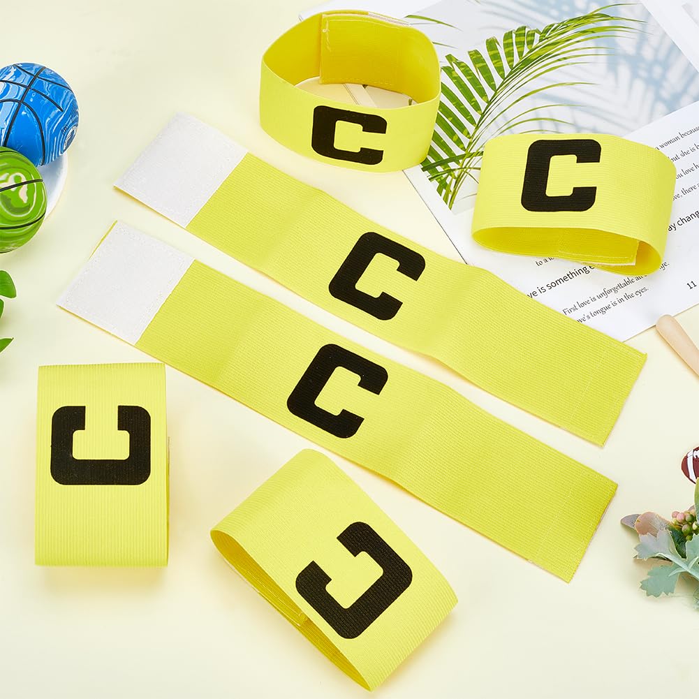 Lot De 6 Bracelets De Capitaine De Football - Nylon, Réglables, Lettre 'C', Couleurs Vives