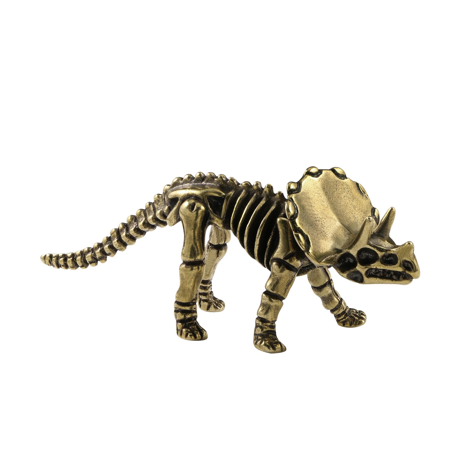 NGDFGR Brass Dinosaur Fossil Skeleton Model Miniature Figurines,Bronze Jurassic Triceratops Statue Sculpture Crafts Collection Office Home Study Desktop Ornament Bonsai Micro La