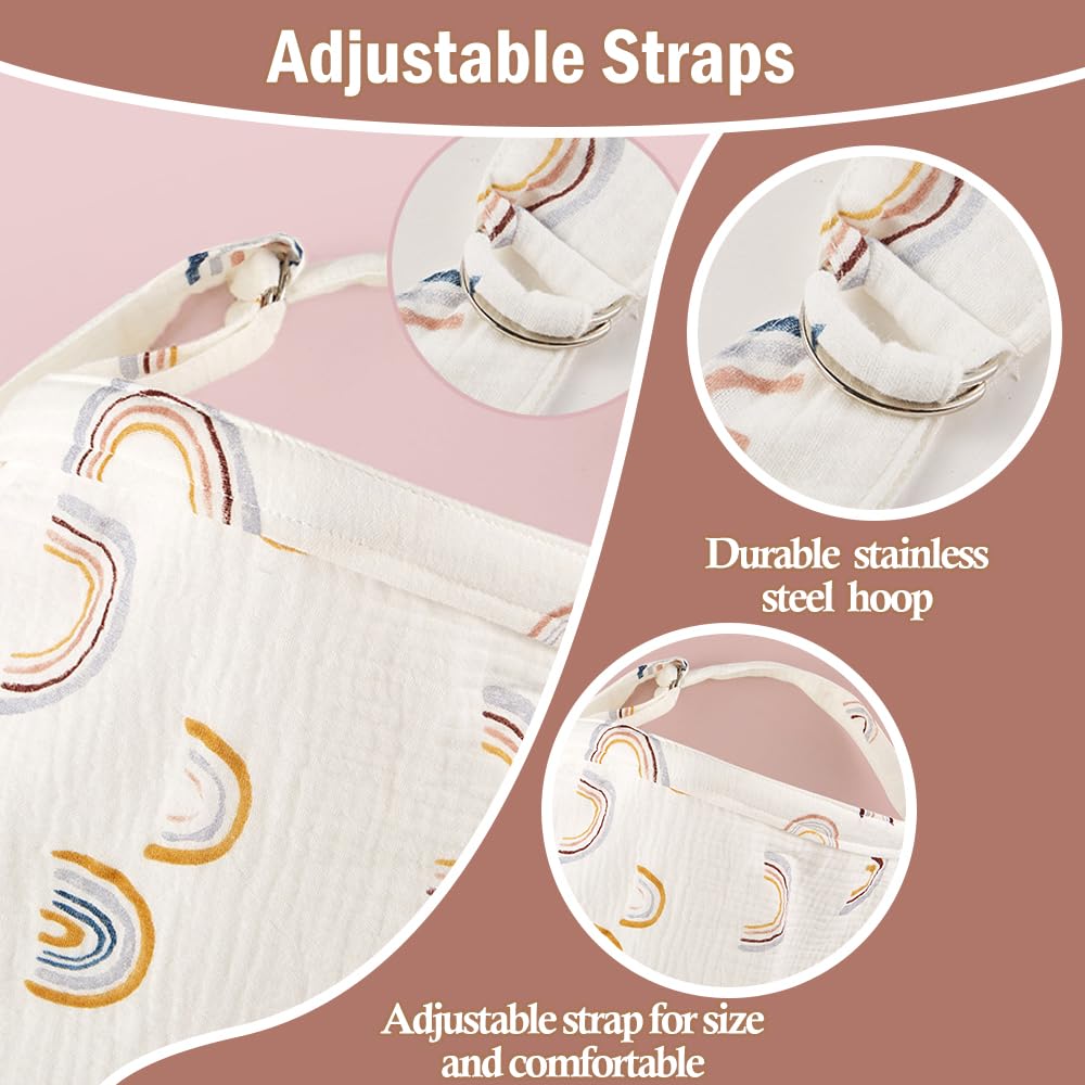 Funda de lactancia de muselina para lactancia, cubierta de lactancia de algodón suave y transpirable para mujer, fundas de lactancia de privacidad con cuello de arco, aro ajustable para delantal de