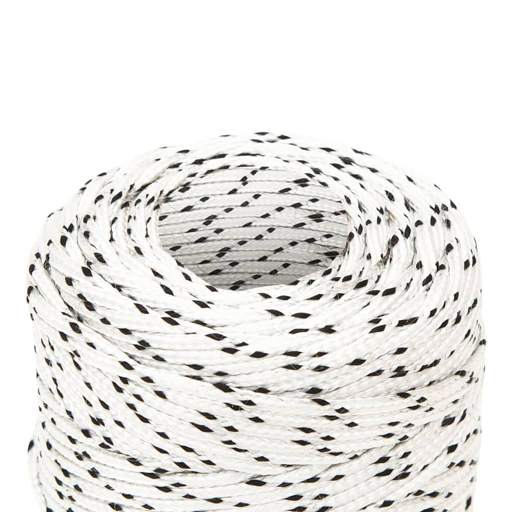 Corde tressée blanche en polyester 2 mm x 100 m robuste résistante aux UV avec haute résistance à la déchirure pour bateau, voile, camping, extérieur, jardin, maison
