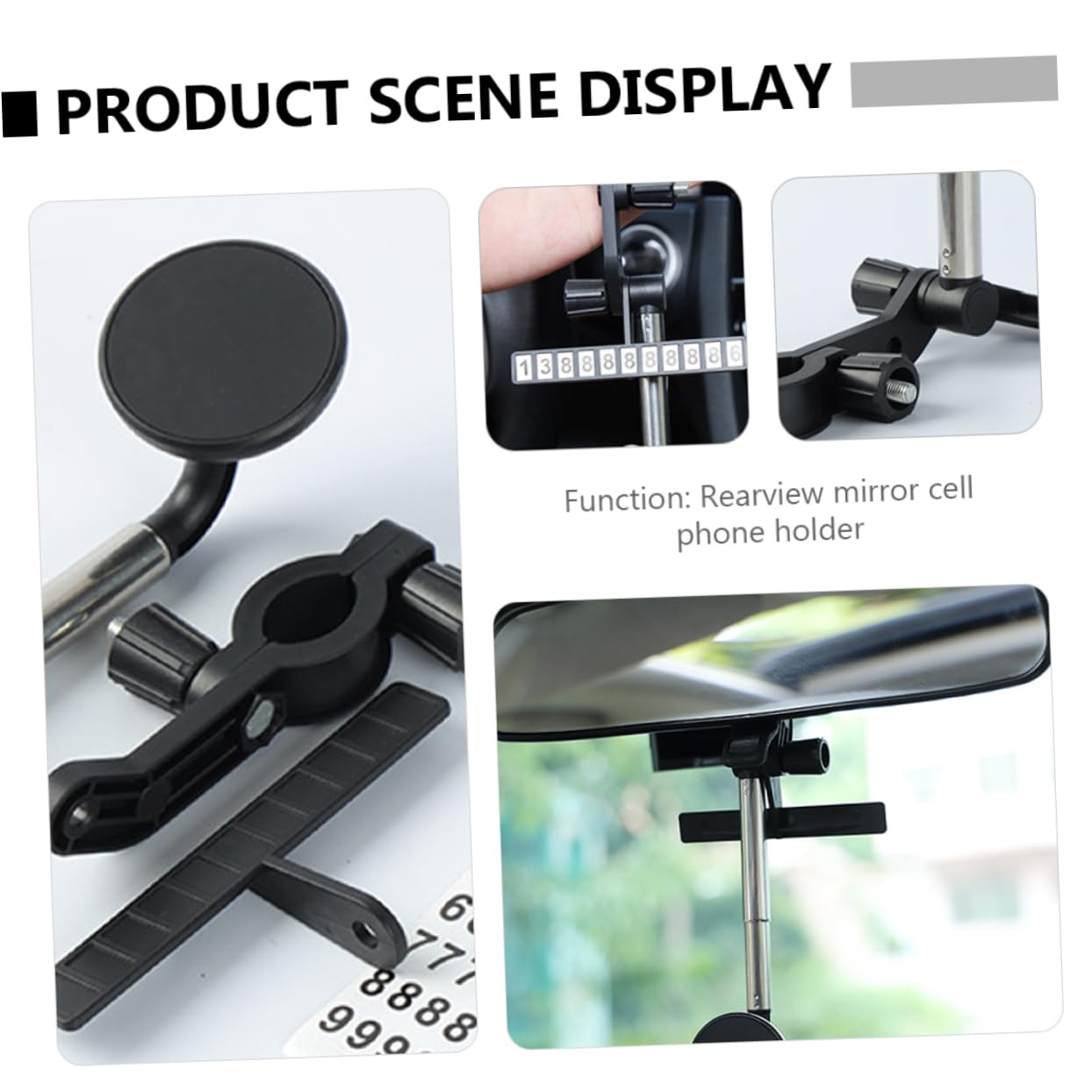 Mikikit 3pezzi Per Smartphone Specchietto Retrovisore Per Auto Rotazione Facile Installazione e Chiamate Compatibile Telefono