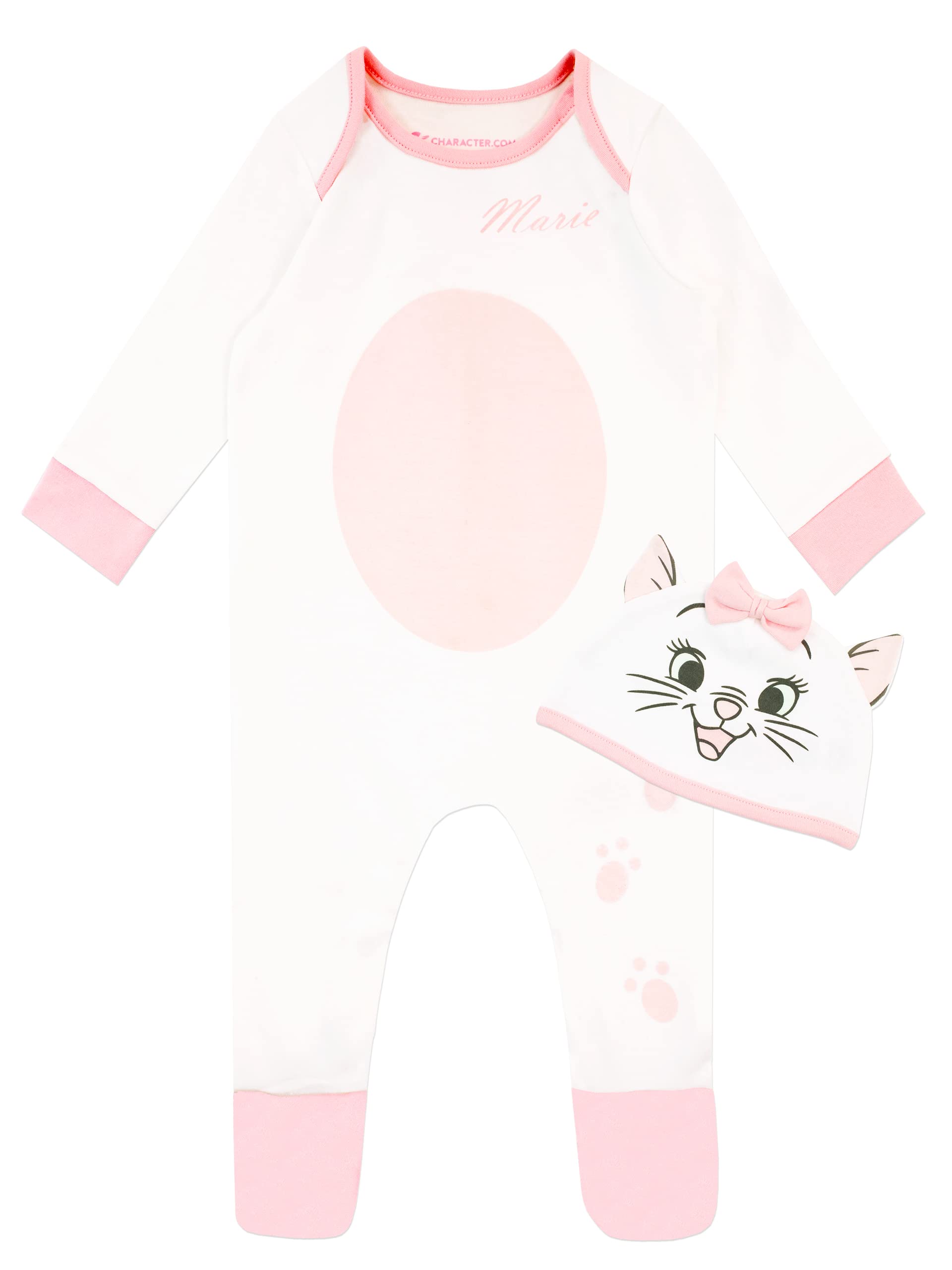 Disney Pijama E Cappello para Niñas Marie Blanco 6-9 Meses
