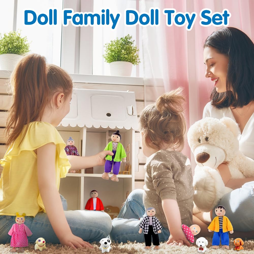 Riisoyu Wooden Dollhouse People Family Set - Image 3