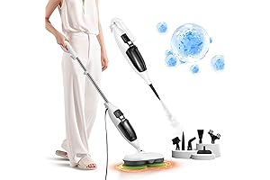 hapyvergo Steam Mop Cleaner: 15-in-1 Electric Steam Spin Mop for Hardwood, Laminate,...