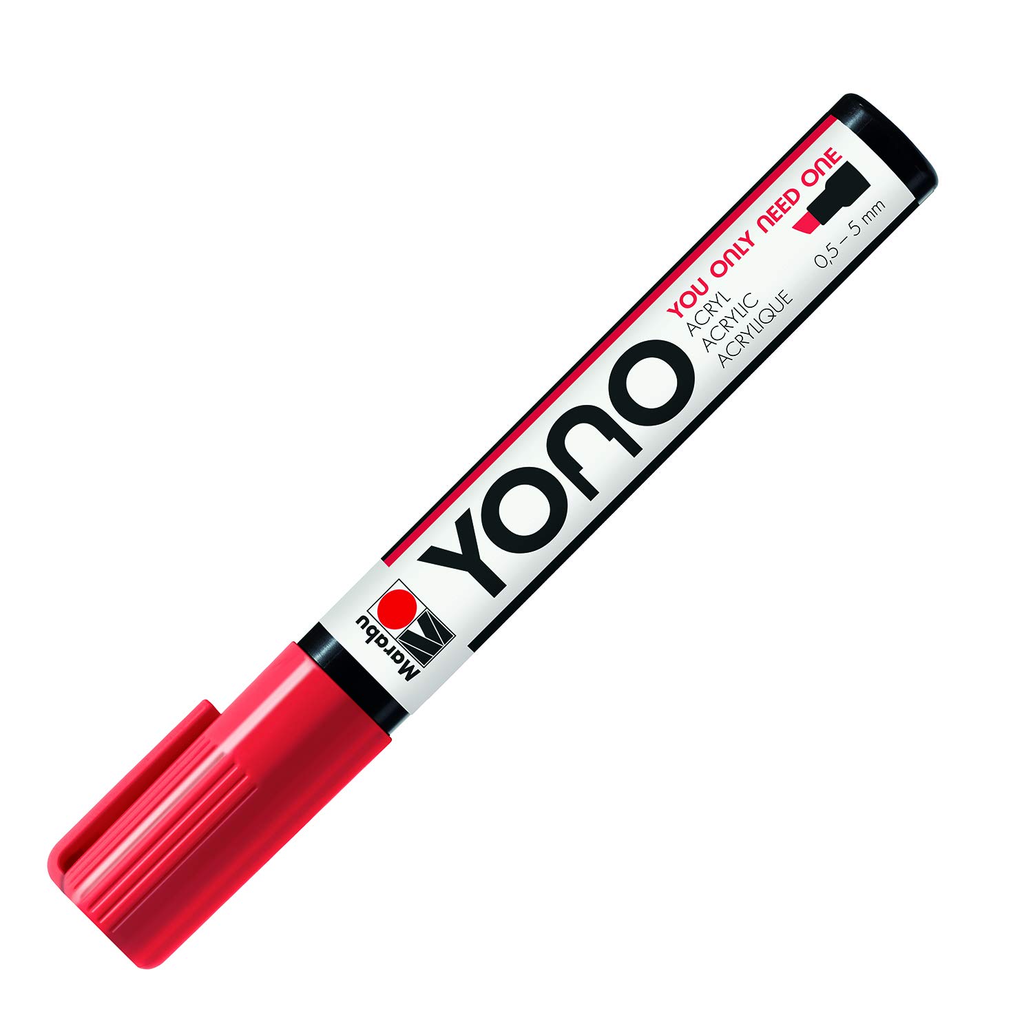 Marabu 12400102125 12400102125-YONO Marker, Cherry 125, versatile acrylic pen with Japanese chisel tip, water-based