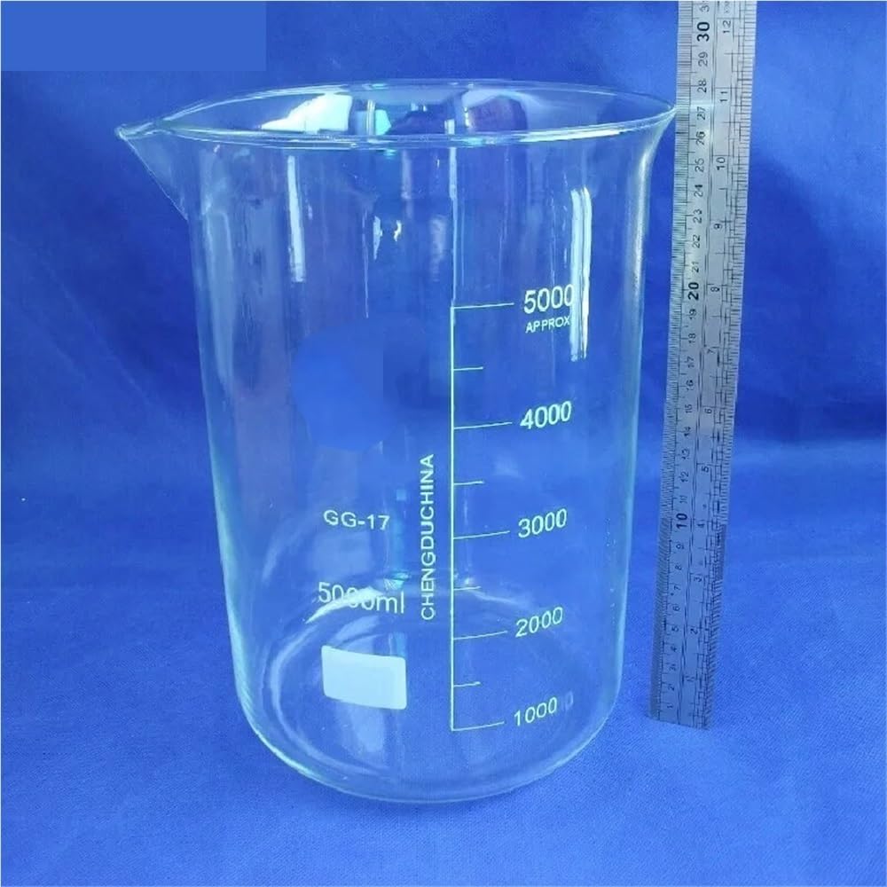 Zlewka laboratoryjna, Zlewka Szklana 5000 Ml, Niska Forma Boro 3, Z Podziałką I Miarką Do Laboratorium