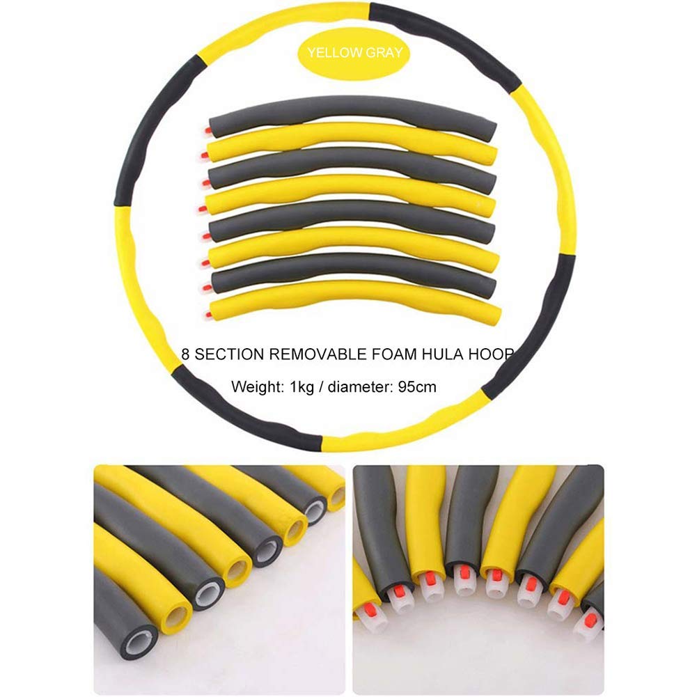 Nologo Cerchio di Fitness Yoga Fitness Hula Hoops for Adulti e Bambini, 8 pc Tubi ponderati Hula Hoop for Adulti Bambini, Staccabile Hoola Hoops for Vita Sottile Fitness Sport Esercizio Vita Trainer