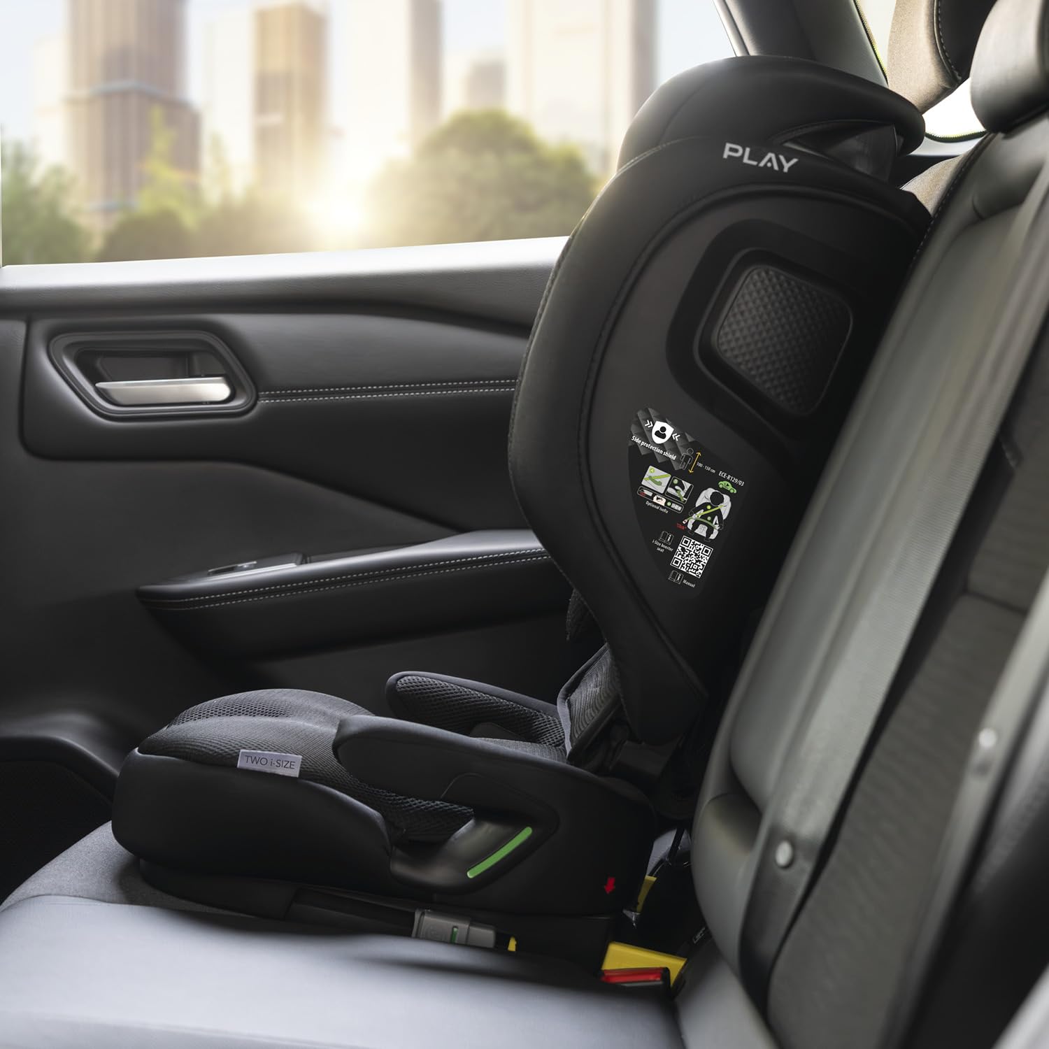 PLAY Silla de coche Two I Size con isofix, grupo 2/3 para niños de 3 a 12 años o altura 100-150 cm (Black Safe&Go)