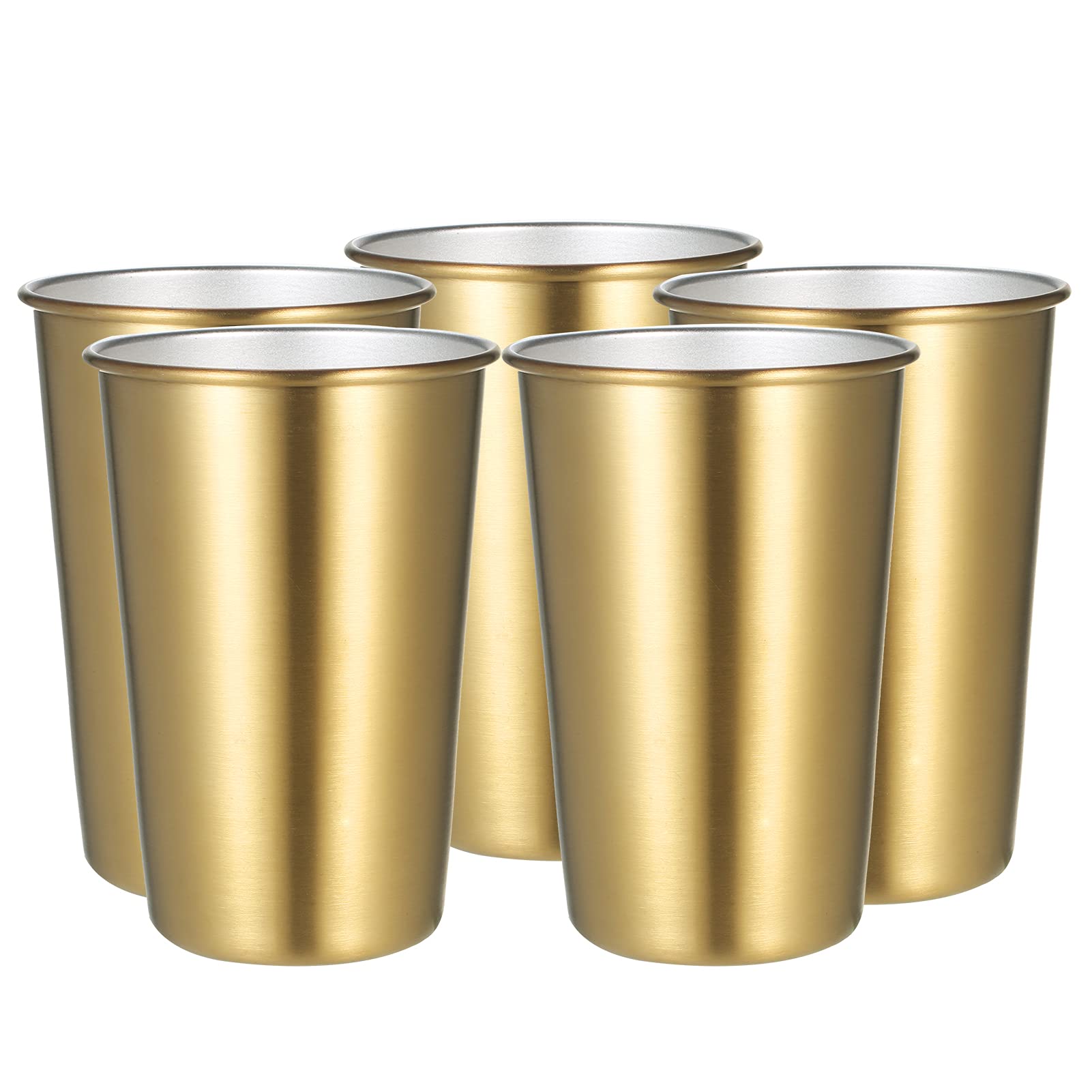 5 Pack 500ML Gold Color Stainless Steel Cup Bar Party Coffee Mug Colored Metal Tumblers Wide Mouth Cups Cold and Heat Mug Unbreakable for Indoor Outdoor Use