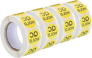 sourcing map Etiquetas adhesivas de control de calidad de inventario de 25 mm, color amarillo para almacén de inventario, 4 rollos de 2000 piezas