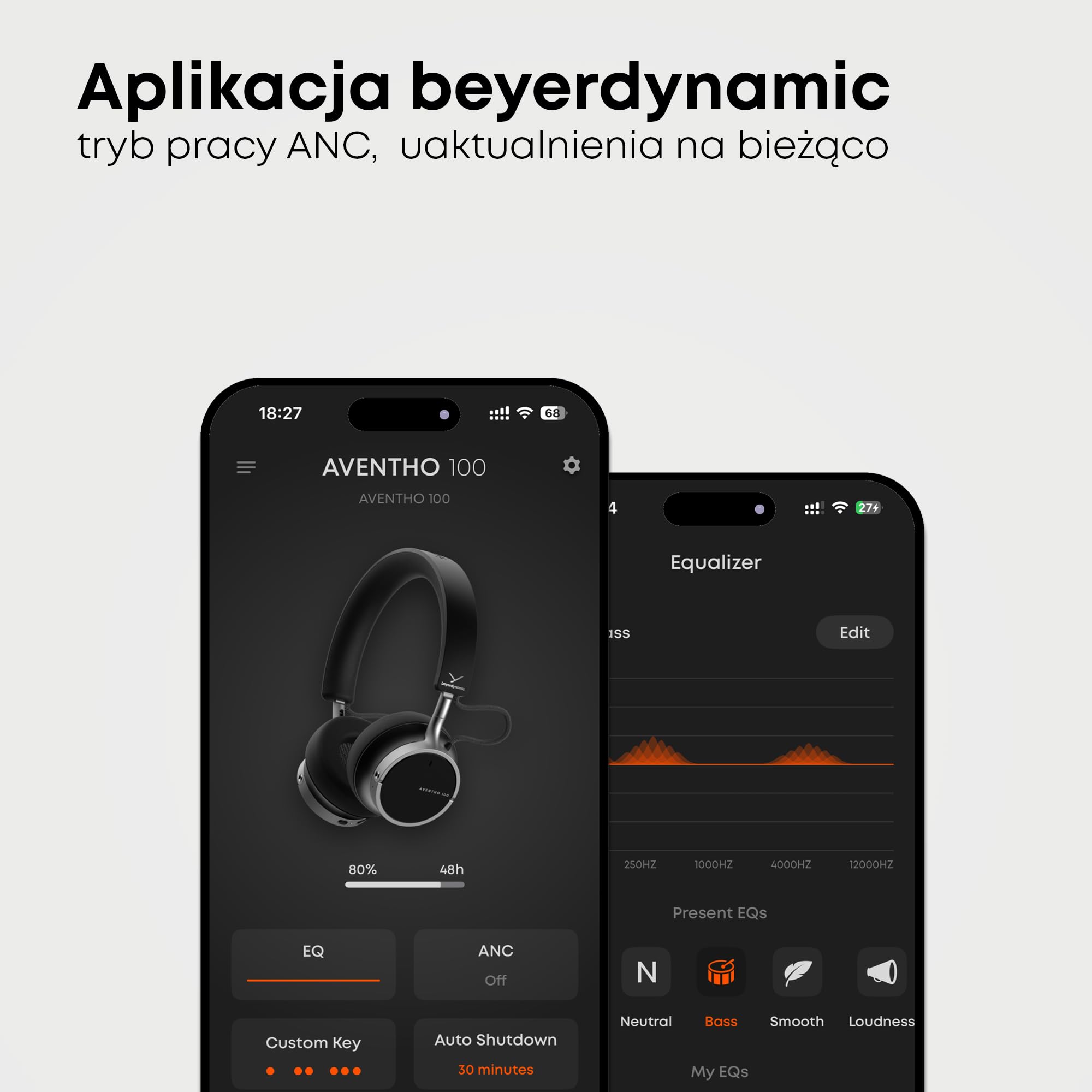 beyerdynamic AVENTHO 100 bezprzewodowe słuchawki nauszne z redukcja szumów, Żywotność baterii 60 g, składana konstrukcja, wymienne nauszniki, w czarny- nowa aktualizacja dostępna za pomocą aplikacji