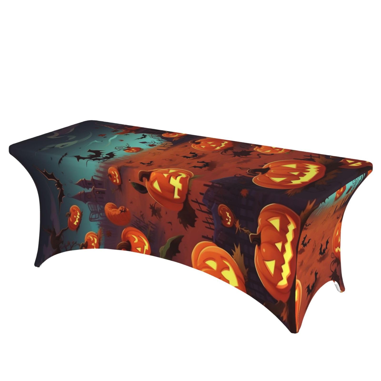 Nappe d'Halloween ajustée en élasthanne pour éliminer les plis sur table de 1,8 m