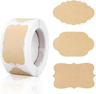 Molain Kraft Tags Sticker（250pcs）,Gift Tags Stickers Gift Stickers Label Gift Tags for Holiday Bottle and Food Jars Christmas Stickers Blank Stickers,1.2×2 inches (B)