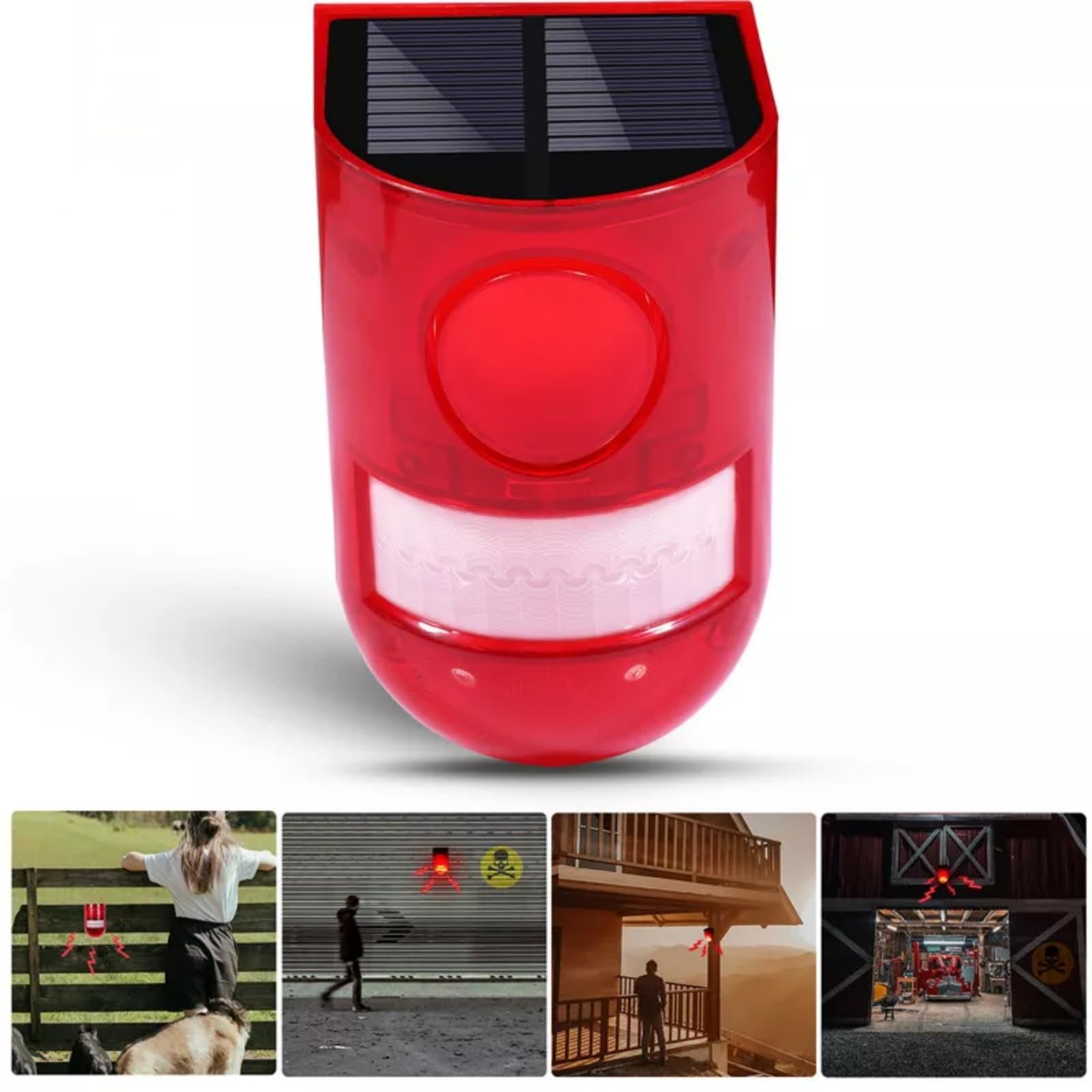 Motion Sensor Alarm, Sound & Light Alarm 6LEDs Flash Warning Strobe Security Alarm