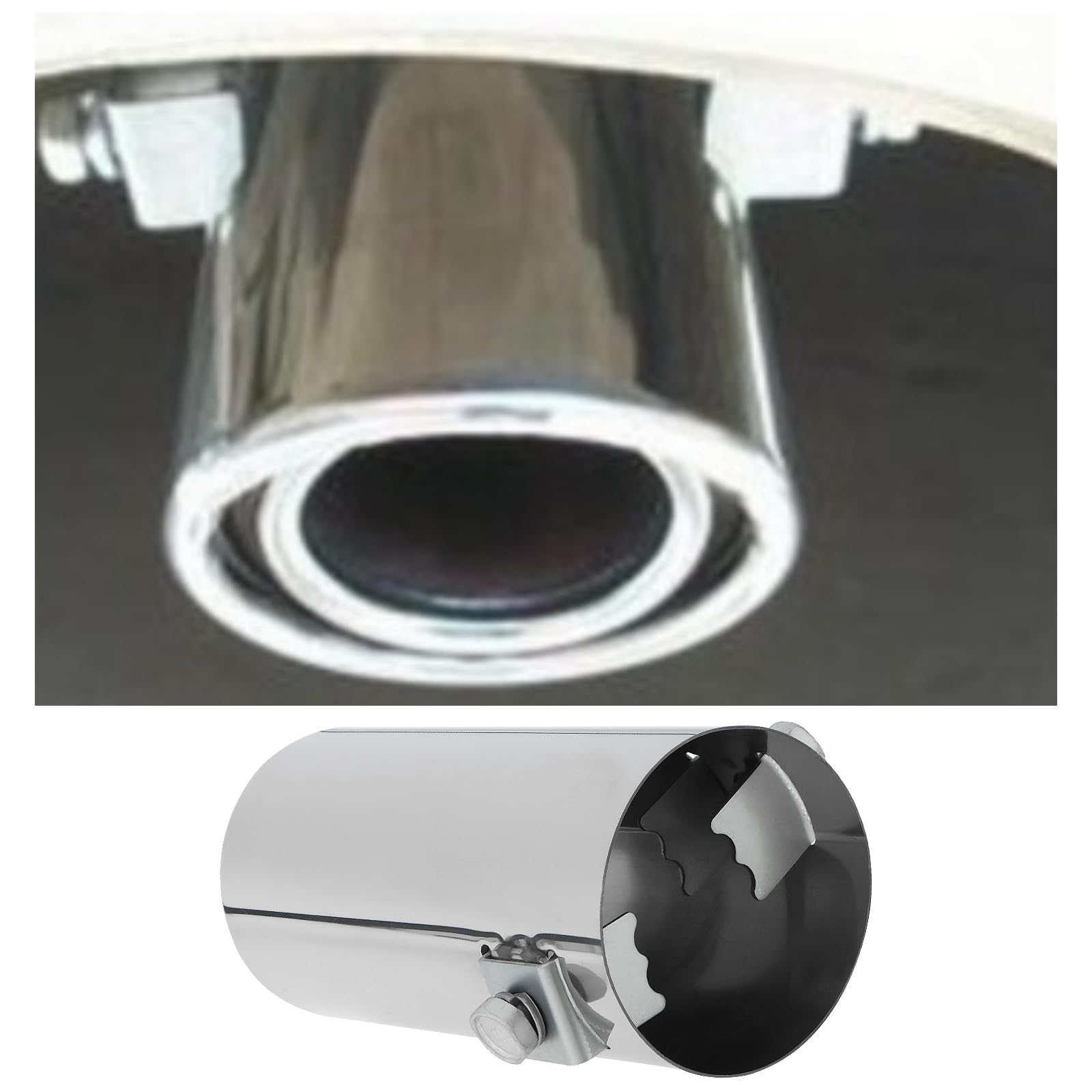 Końcówka wydechowa ze stali nierdzewnej do samochodu, 106 x 50 mm, kompatybilna z Fiat 500 Brava Bravo Duna Fiorino Idea Panda