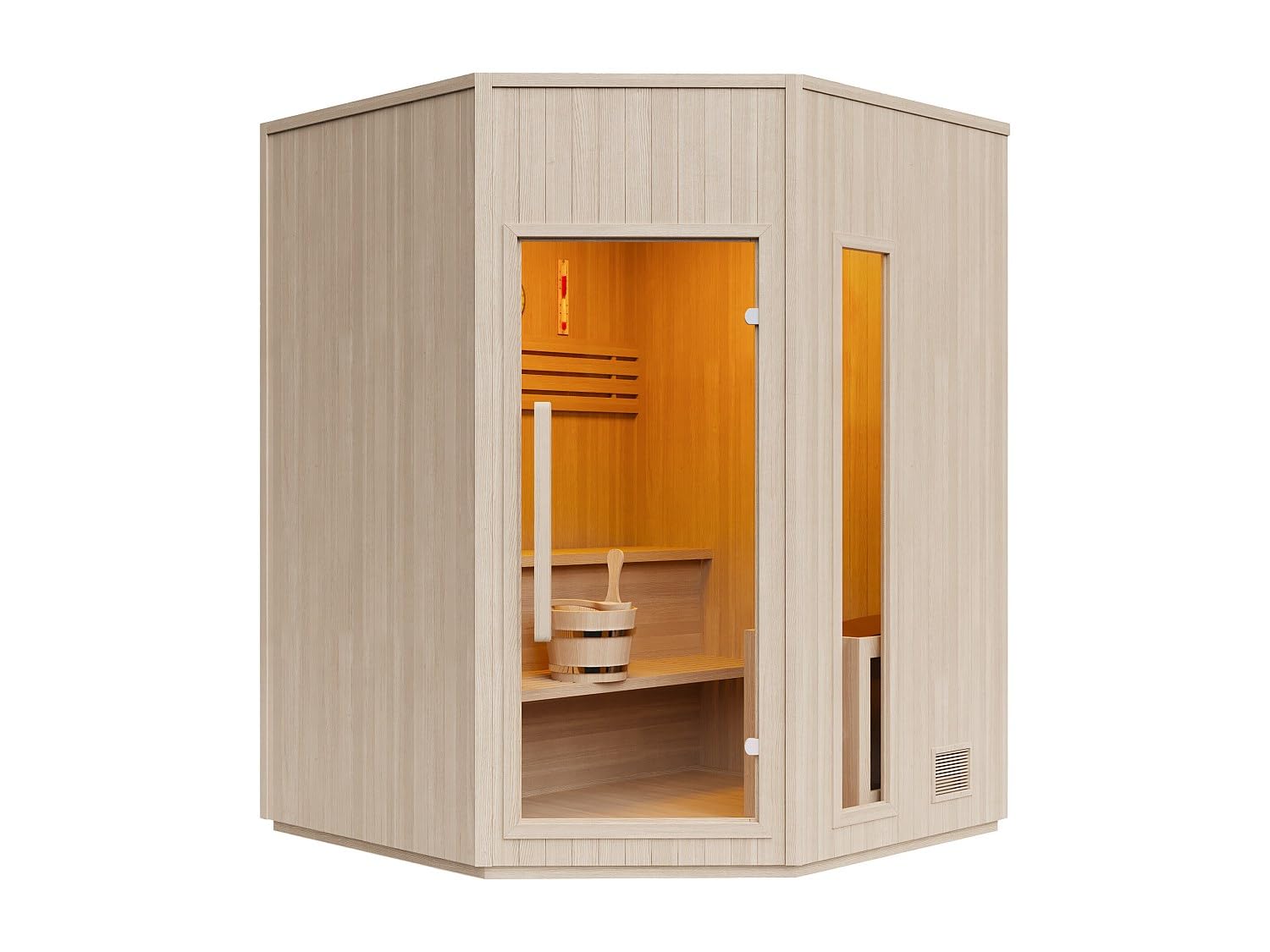 Vente-unique - Sauna angolare finlandese - 5/6 posti - L 180 x P 180 x H 210 cm - Kotka