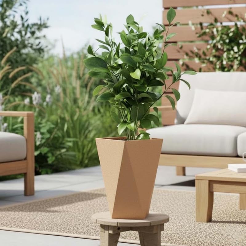 Image of Amazon Brand - Umi Diamond 12 Inch Pots for Planter & Flowers Big Size Gamla - Lightweight, Durable Outdoor & Indoor Planters, Perfect for Balcony & Terrace Gardens (Brown)