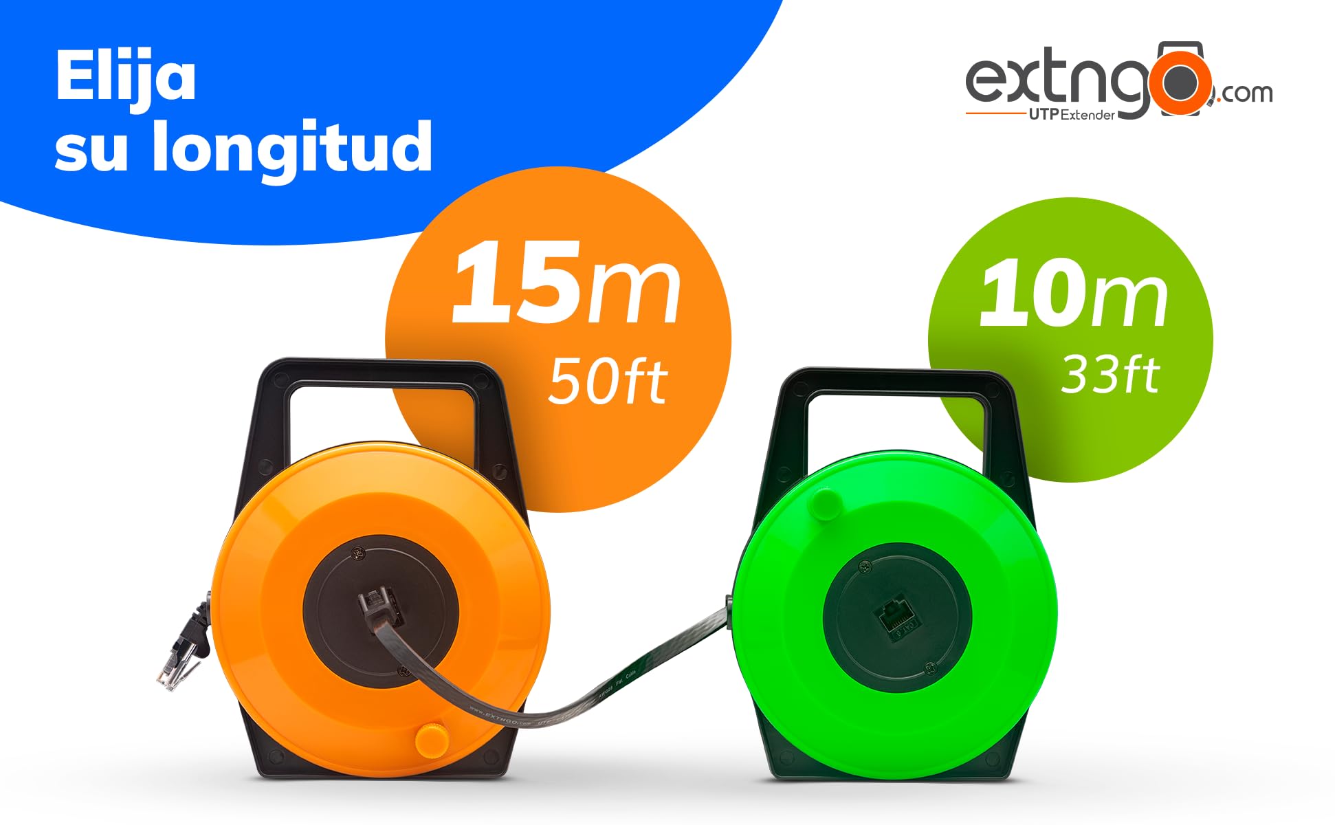 Cable Ethernet Retráctil 15m CAT6 Plano – Extensión Internet 1 Gbps Portátil con Conector RJ45 Macho-Hembra