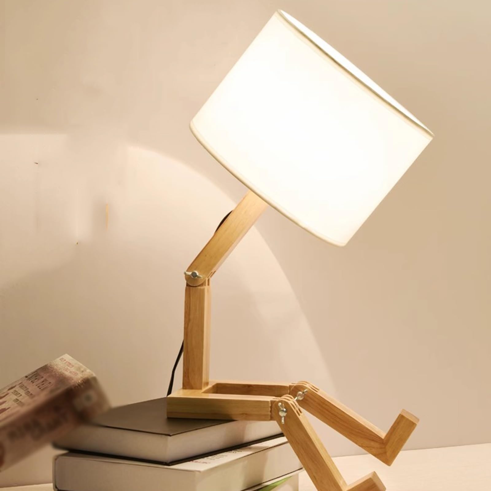 Lampka nocna prosta lampa biurkowa do nauki lampka nocna lampka nocna drewno ludzie ściemniana wersja wtyczki do sypialni salonu nauki, drewno lampki nocne