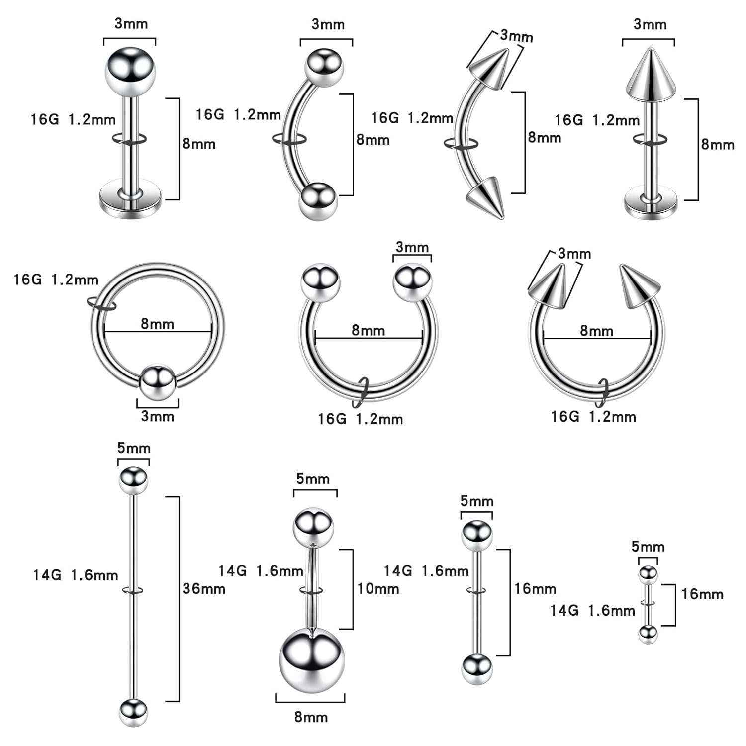 Buy XiAoMiNiNg 64pcs Piercing Kit Belly Button Piercing Kit Septum