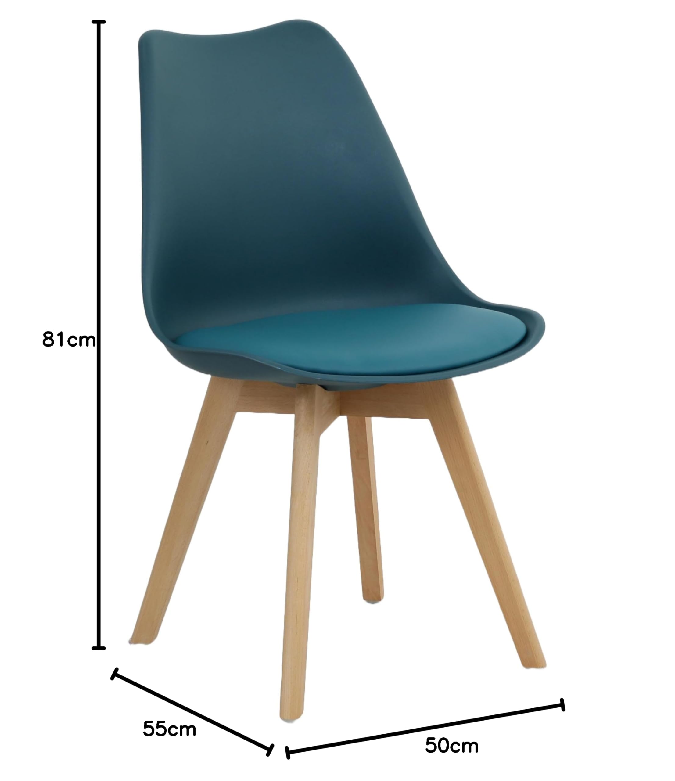 Totò Piccinni Sedia FUTURA con cuscino imbottito e gambe in LEGNO di faggio dal desing scandinavo (1, Petrolio)