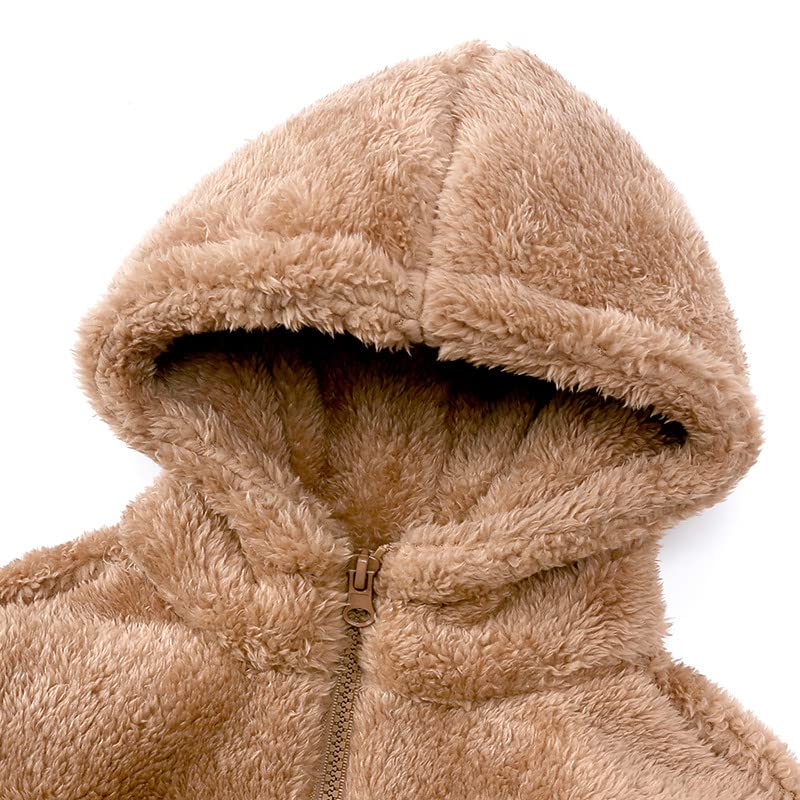 Toddler Baby Girls Boys Fuzzy Hoodies Half Zip Up Warm Loose Hooded Sweatshirt Pullover with Pockets Warm Clothes2