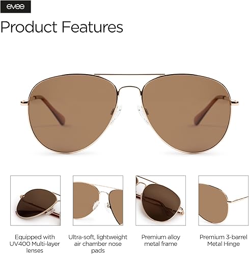 Miniatura 6 de EVEE Gafas de sol polarizadas estilo aviador, gafas de sol militares clásicas (cout)