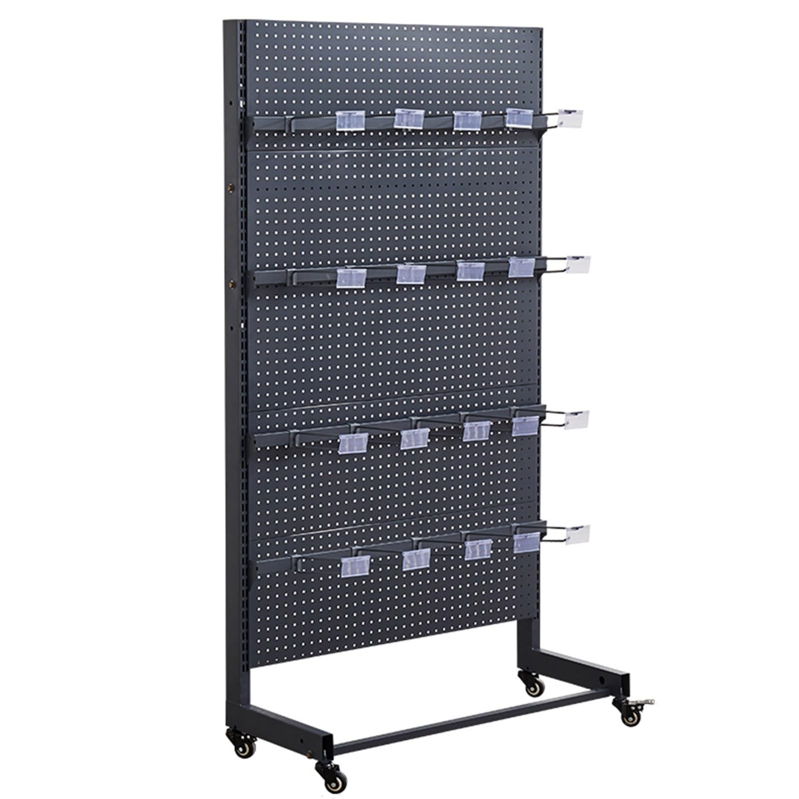 Verkaufsständer Mit Lochwand Und Rollen Zur Organisation Und Präsentation Von Artikeln,Black-73x40x170cm