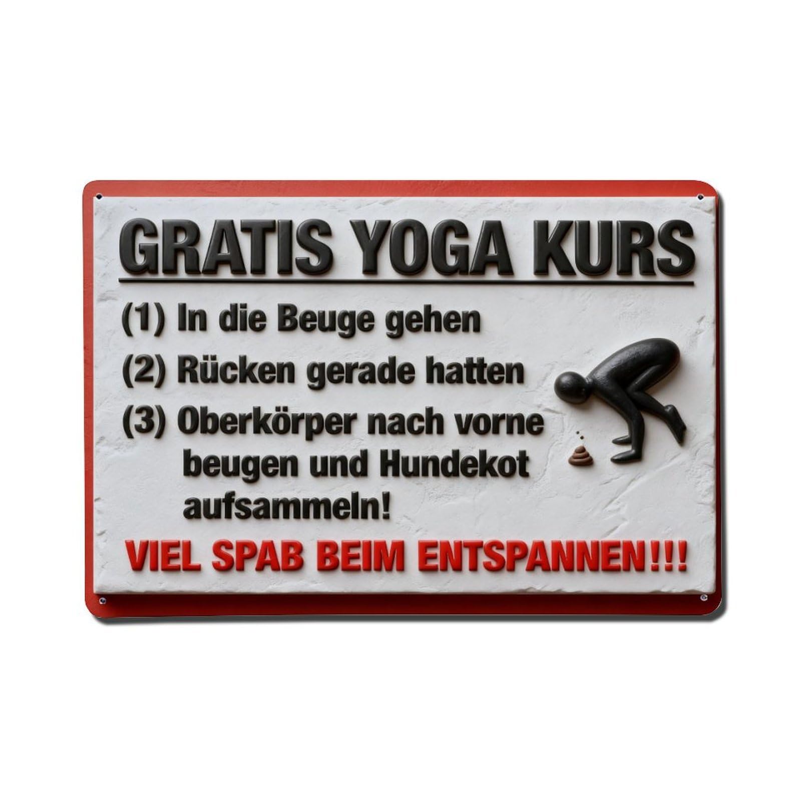Free Yoga Course Humor Vintage Metal Tin Sign Retro Wall Decor, Bar Garage Cafe Kitchen Home Wall Art Poster Decoration 8x12inches