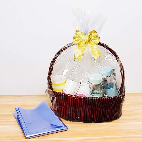 Miniatura 6 de LazyMe Bolsas retráctiles de celofán para cesta de Navidad, 24 x 30 pulgadas, bolsas retráctiles grandes, transparentes (10 unidades)