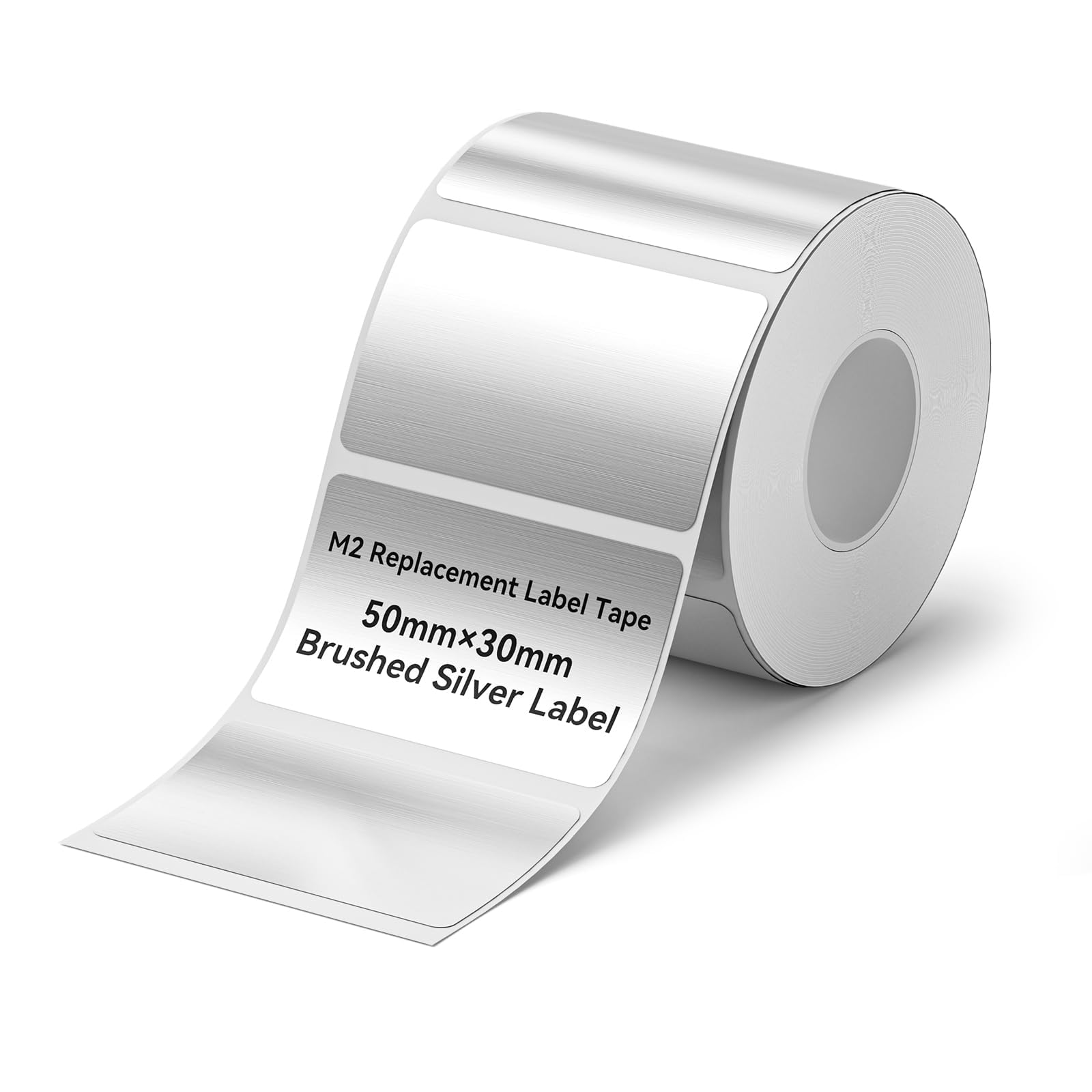 NIIMBOT M2/M3 Brushed Silver Printer Labels, 50x30mm (2"x1.18"), 180pc/Roll