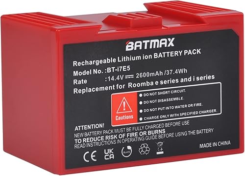 Batmax Alta capacidad i7+ 7550 14.4V 2600mAh batería de iones de litio extendida para iRobot Roomba ABL-D1 i7 7150 i7+ 7550 e5 e5152 e5154 e6 e6198