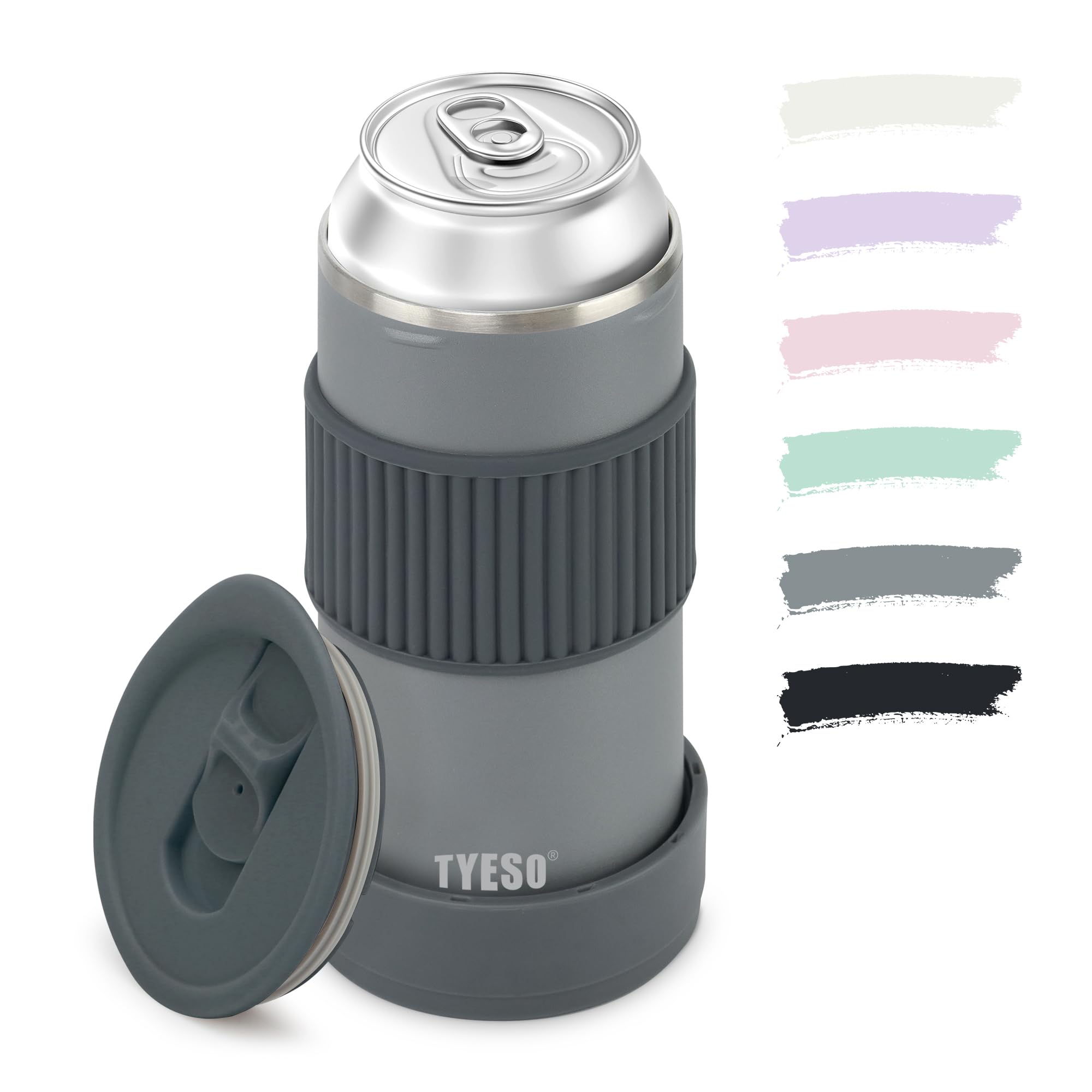 TYESO Insulated Can Holder Tumbler 17oz Stainless Steel Dark Gray Camping