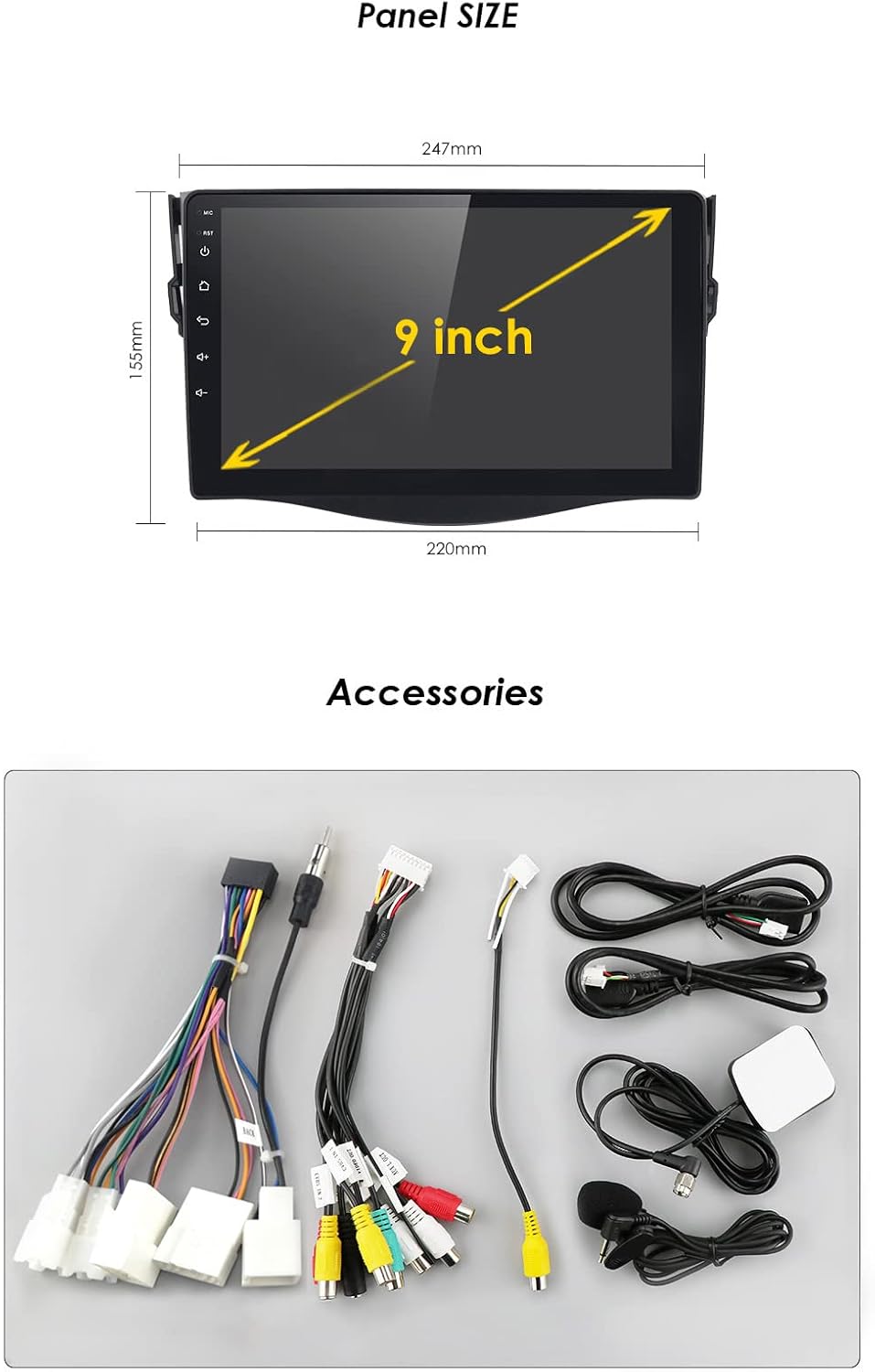 9 inch car gps navigation radio bluetooth stereo for toyota rav4 2006 2007 2008 2009 2010 2011 2012 with apple carplay rds dsp swc wifi 1080p usb rev