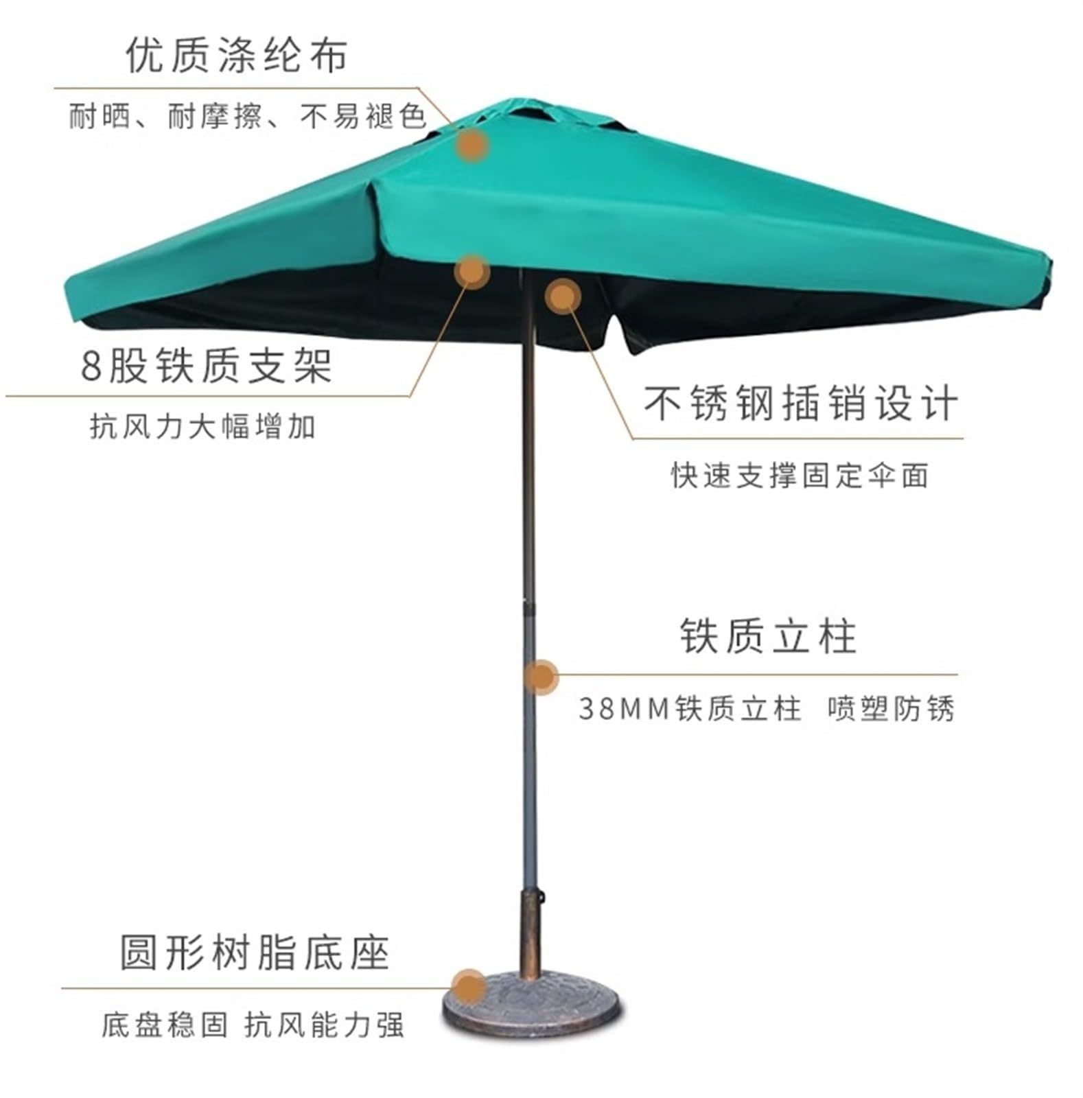 Parasol Tarasowy Parasol Przeciwsłoneczny Patio Zewnętrzny Do Tarasu Ogrodowego, Basenu, Bez Podstawy Zewnątrz(Beige)