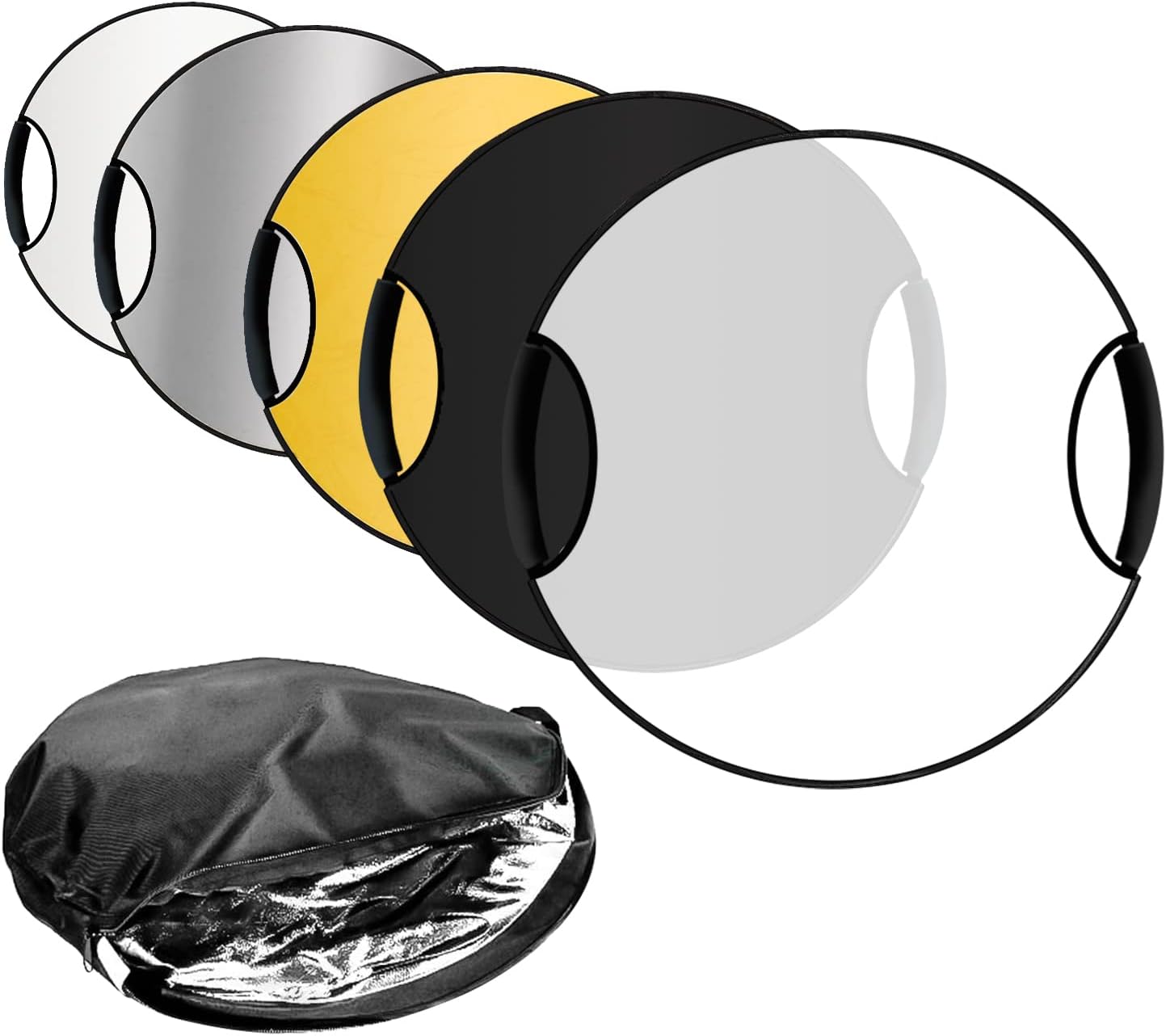 LS LIMO STUDIO LIMOSTUDIO22" 5-in-1 Photography Collapsible Multi Photo Disc Reflector, 5 Colors White, Black, Silver, Gold, Translucent for Photo Video , AGG3309