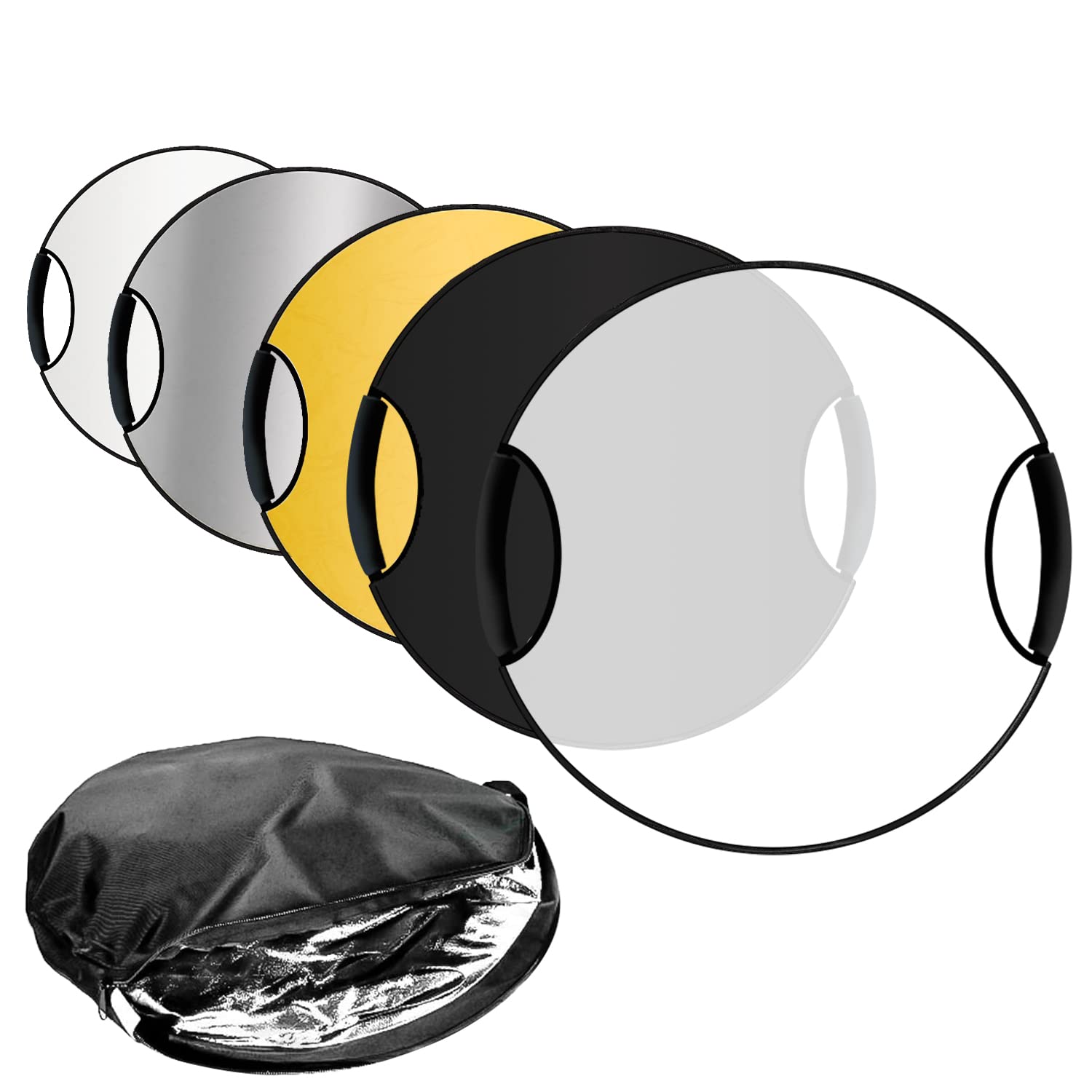 LS LIMO STUDIO LIMOSTUDIO22" 5-in-1 Photography Collapsible Multi Photo Disc Reflector, 5 Colors White, Black, Silver, Gold, Translucent for Photo Video , AGG3309