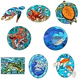 creatcabin 8 pz tema oceano adesivi finestra animali static cling vetro adesivo decalcomanie decor pvc arte per casa nursery camera letto bagno decorazioni per porte in vetro